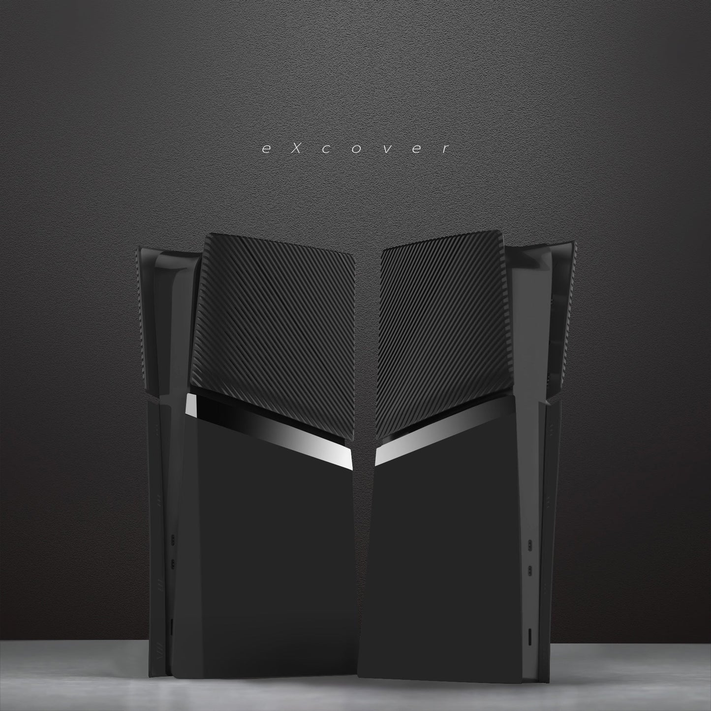 eXtremeRate eXcover Replacement Top Bottom Cover Side Panel with Cooling Vent for PS5 Slim Digital Edition Console - Black eXtremeRate