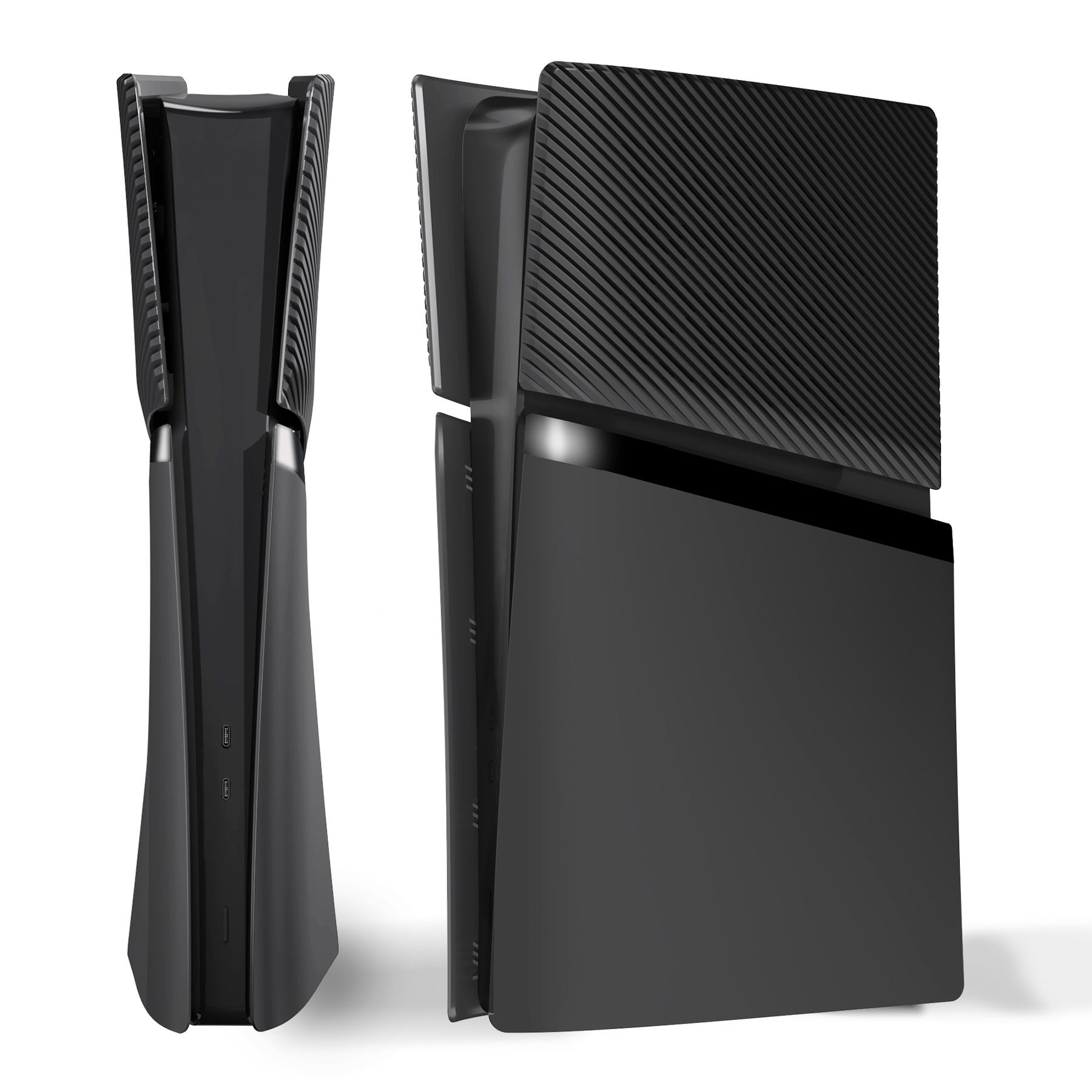eXtremeRate eXcover Replacement Top Bottom Cover Side Panel with Cooling Vent for PS5 Slim Digital Edition Console - Black eXtremeRate