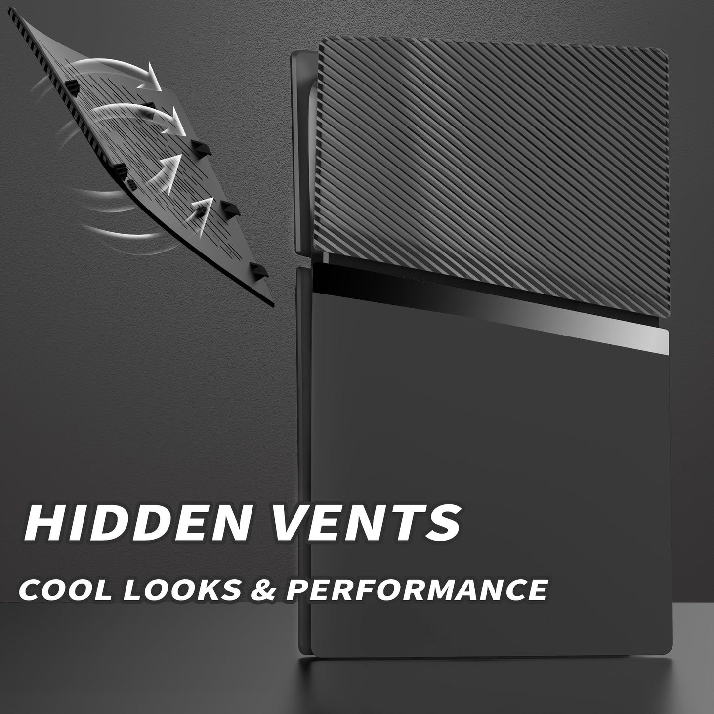 eXtremeRate eXcover Replacement Top Bottom Cover Side Panel with Cooling Vent for PS5 Slim Digital Edition Console - Black eXtremeRate