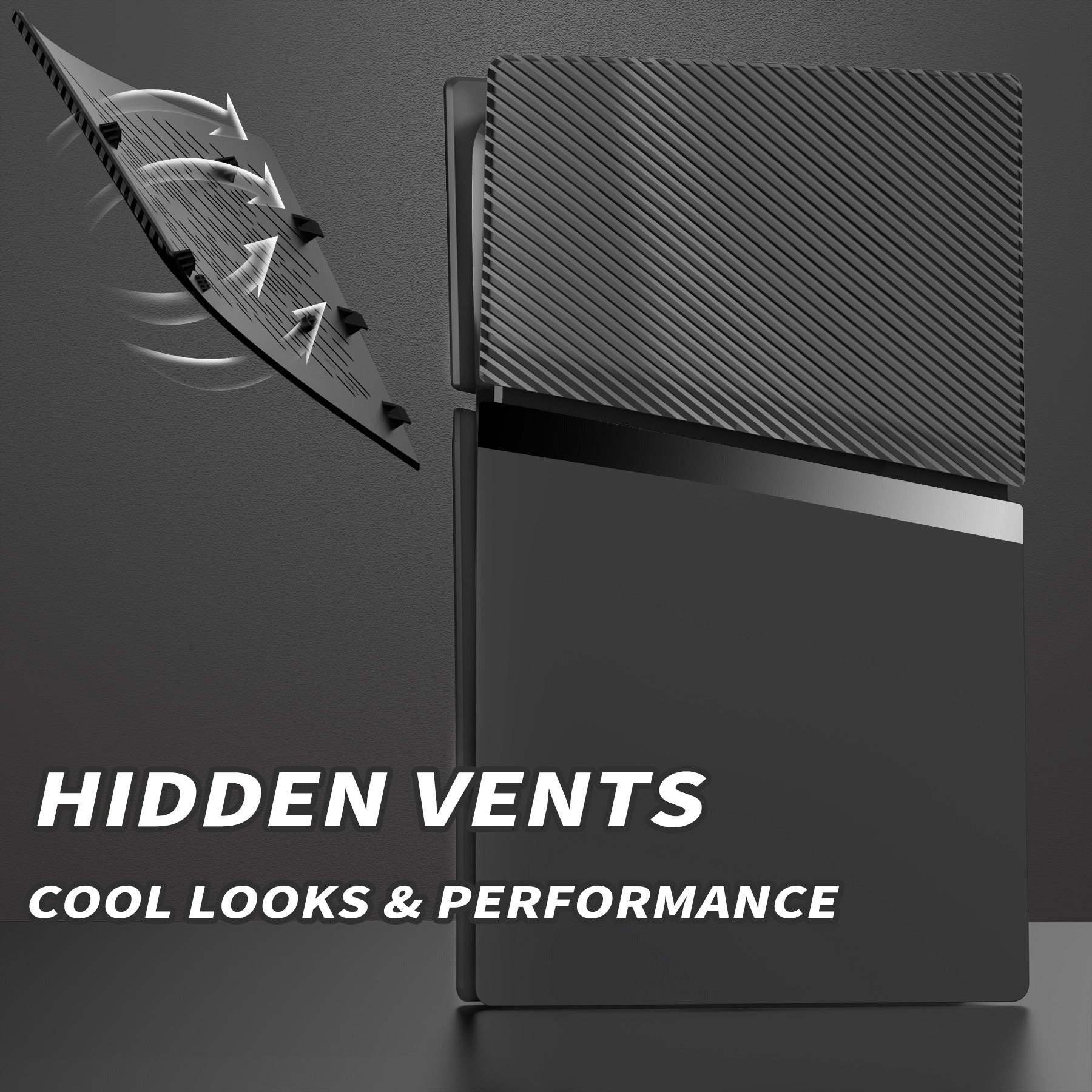 eXtremeRate eXcover Replacement Top Bottom Cover Side Panel with Cooling Vent for PS5 Slim Digital Edition Console - Black eXtremeRate