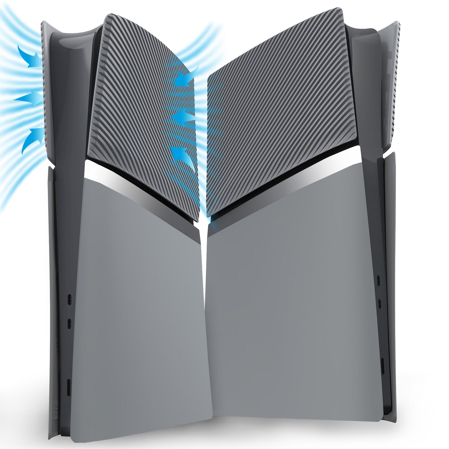 eXtremeRate eXcover Replacement Top Bottom Cover Side Panel with Cooling Vent for PS5 Slim Digital Edition Console - New Hope Gray