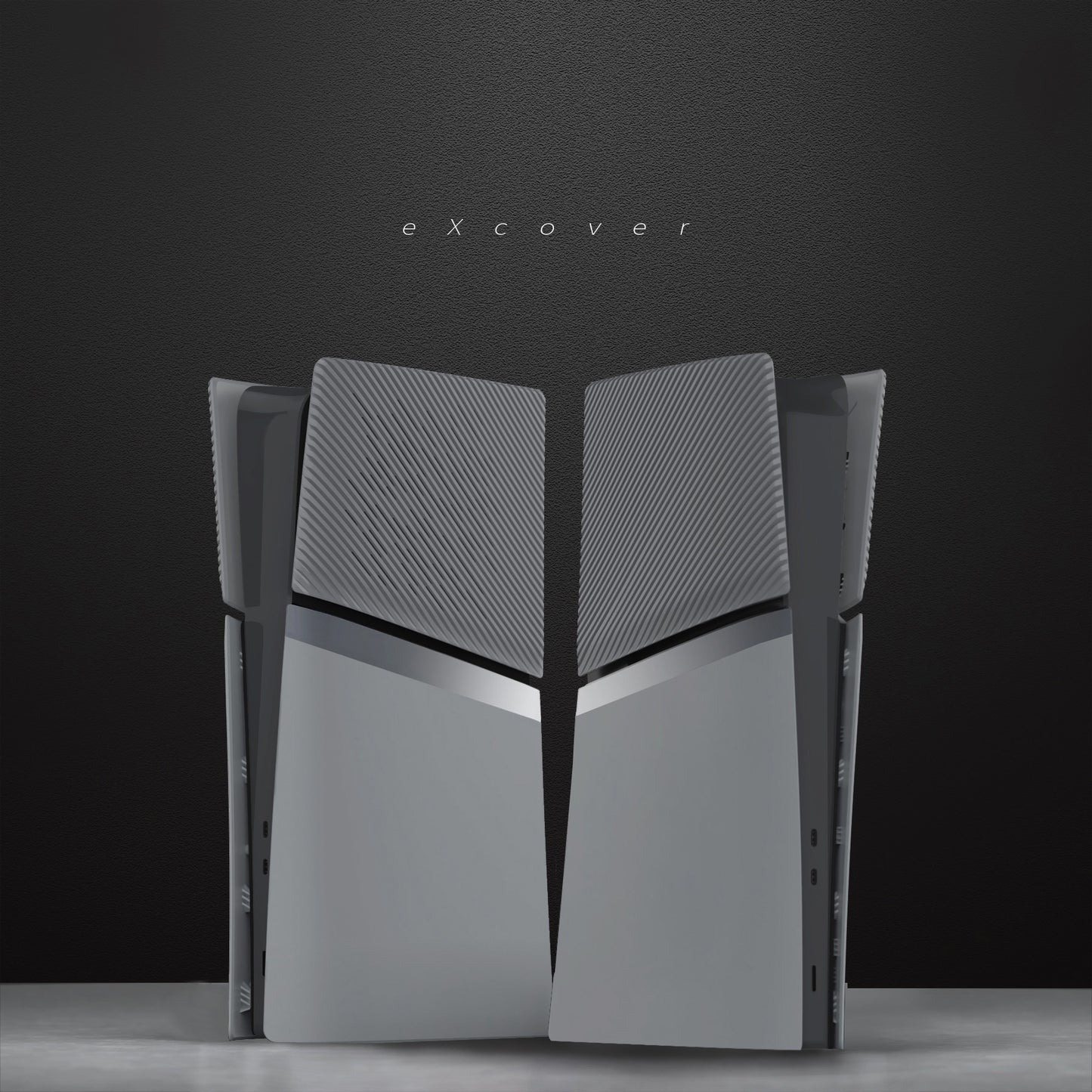 eXtremeRate eXcover Replacement Top Bottom Cover Side Panel with Cooling Vent for PS5 Slim Digital Edition Console - New Hope Gray