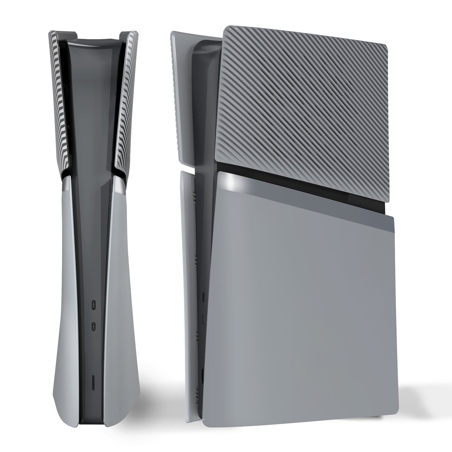 eXtremeRate eXcover Replacement Top Bottom Cover Side Panel with Cooling Vent for PS5 Slim Digital Edition Console - New Hope Gray