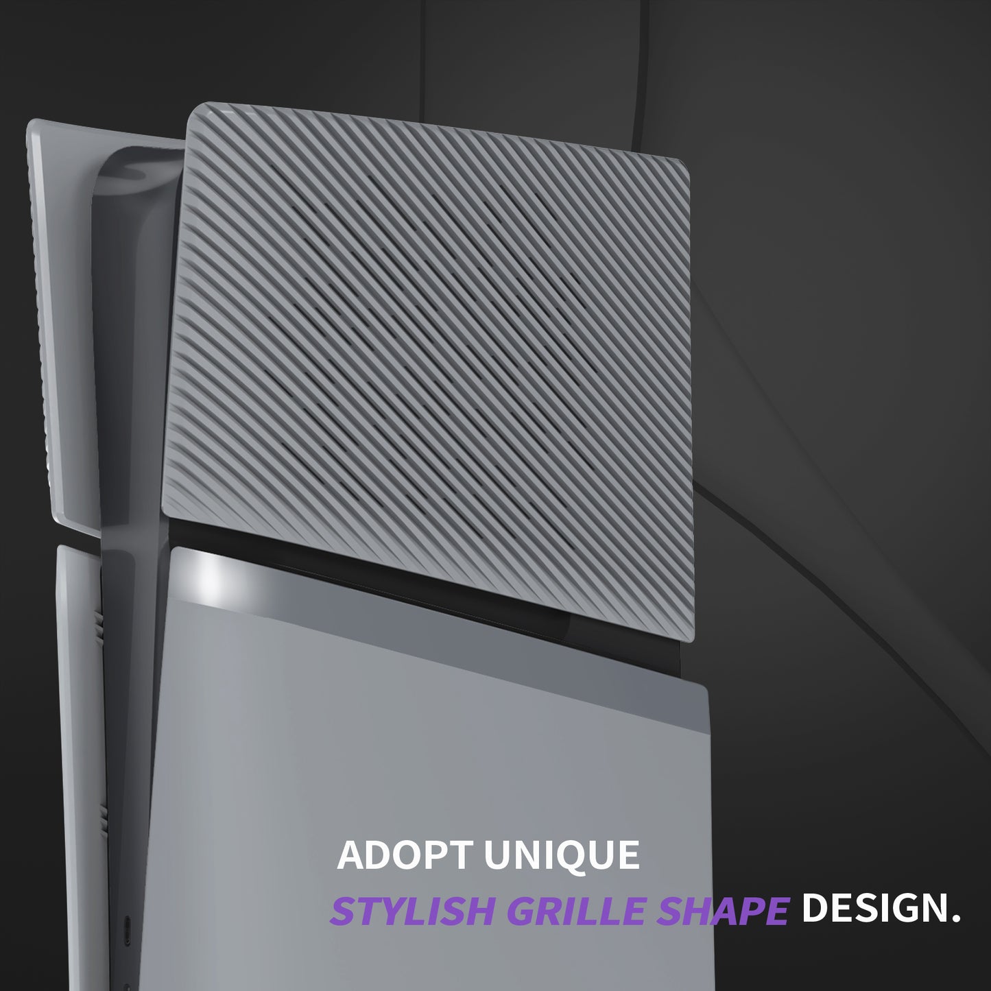 eXtremeRate eXcover Replacement Top Bottom Cover Side Panel with Cooling Vent for PS5 Slim Digital Edition Console - New Hope Gray