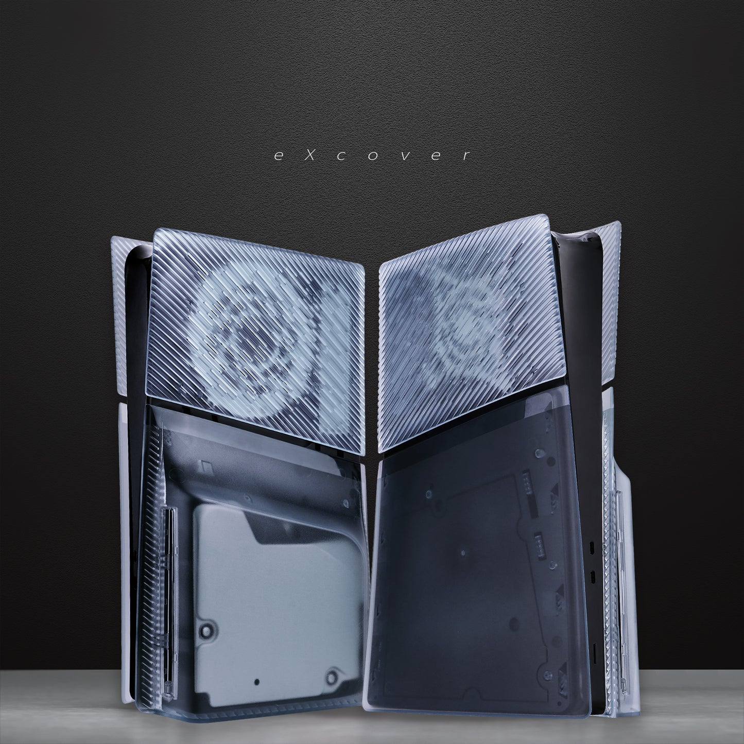 eXtremeRate eXcover Replacement Top Bottom Cover Side Panel with Cooling Vent for PS5 Slim Disc Edition Console - Clear Ice Blue