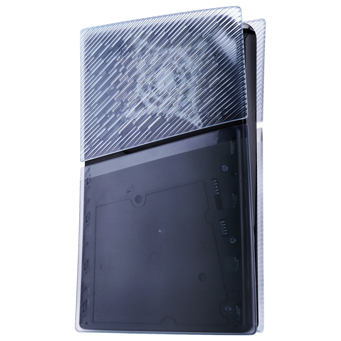 eXtremeRate eXcover Replacement Top Bottom Cover Side Panel with Cooling Vent for PS5 Slim Disc Edition Console - Clear Ice Blue