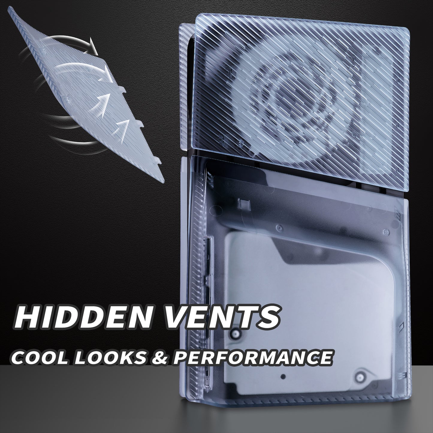 eXtremeRate eXcover Replacement Top Bottom Cover Side Panel with Cooling Vent for PS5 Slim Disc Edition Console - Clear Ice Blue