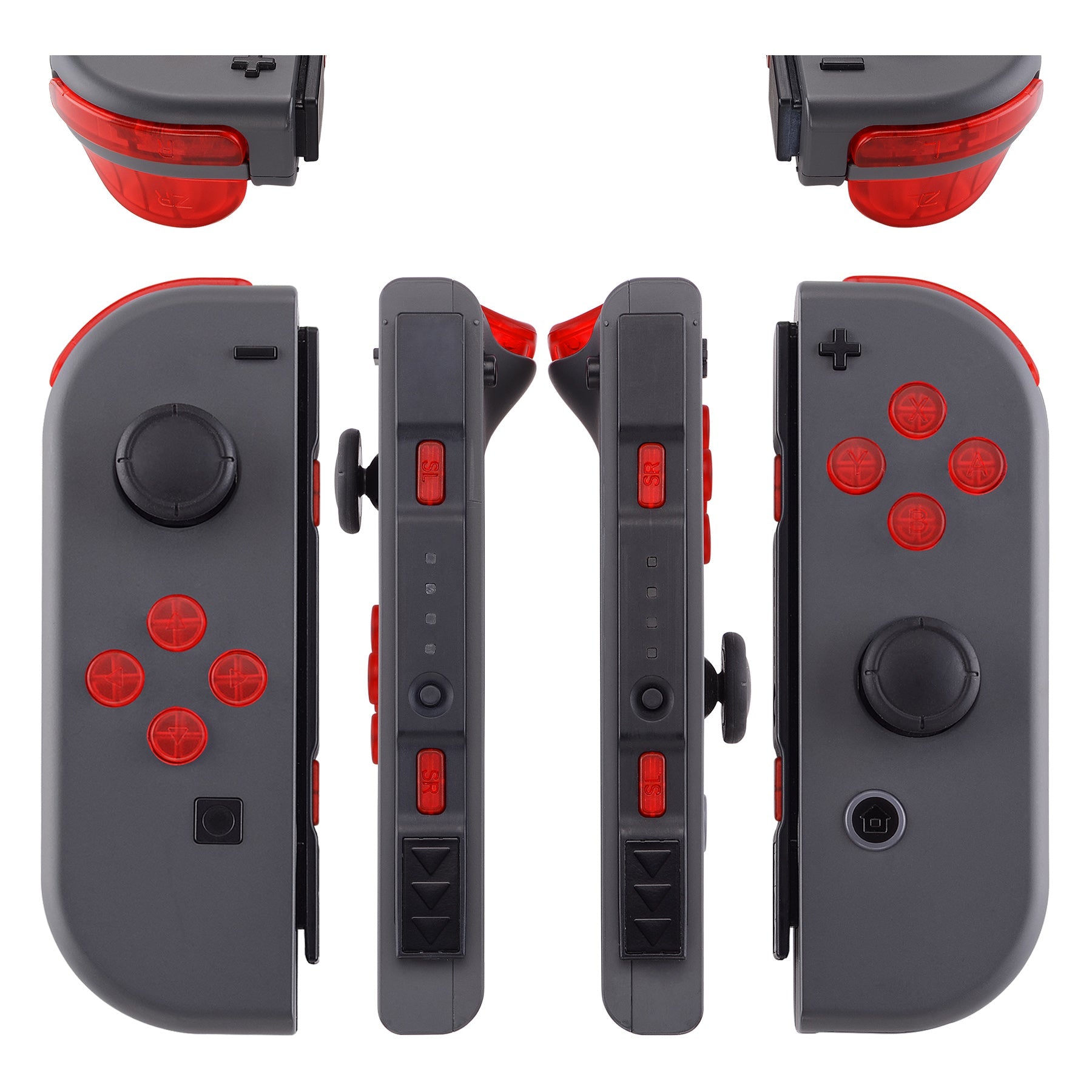 eXtremeRate Transparent Clear Red Replacement ABXY Direction Keys