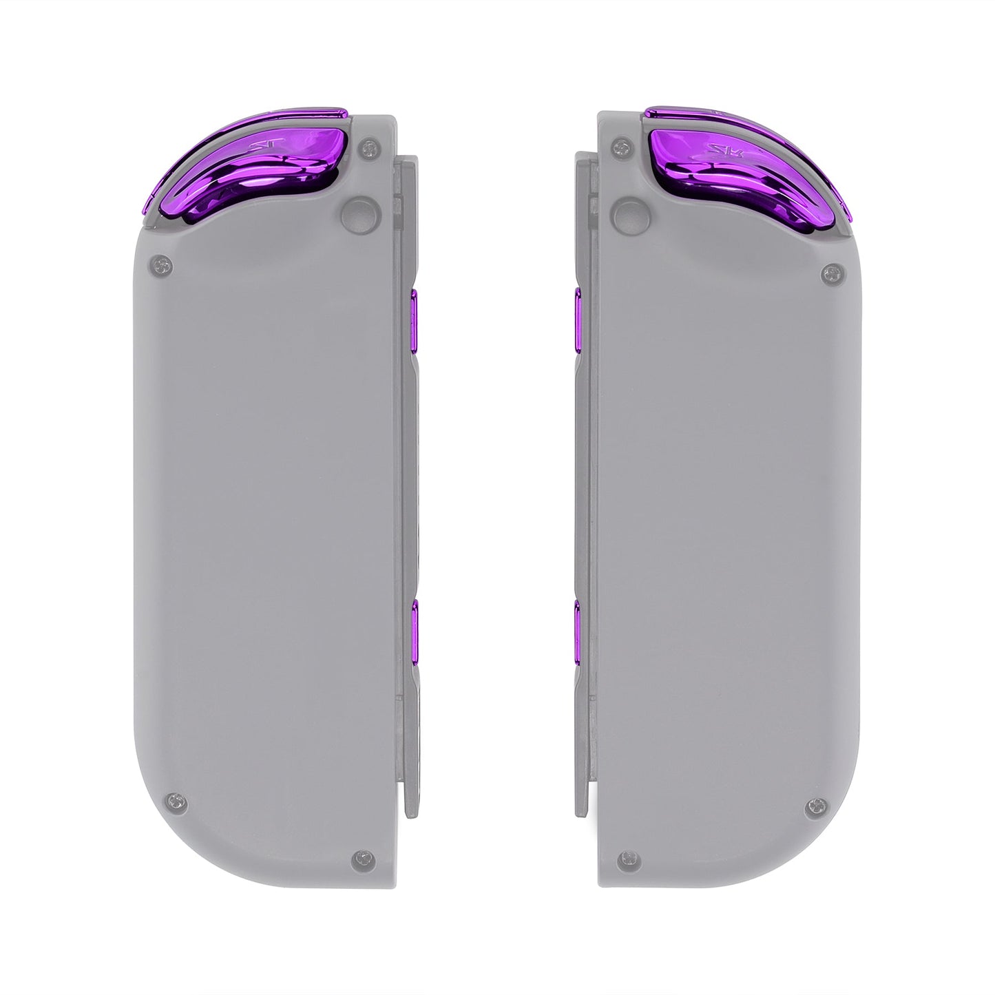 eXtremeRate Retail Chrome Purple Glossy Replacement ABXY Direction Keys SR SL L R ZR ZL Trigger Buttons Springs, Full Set Buttons Repair Kits with Tools for NS Switch JoyCon & OLED JoyCon - JoyCon Shell NOT Included - AJ305