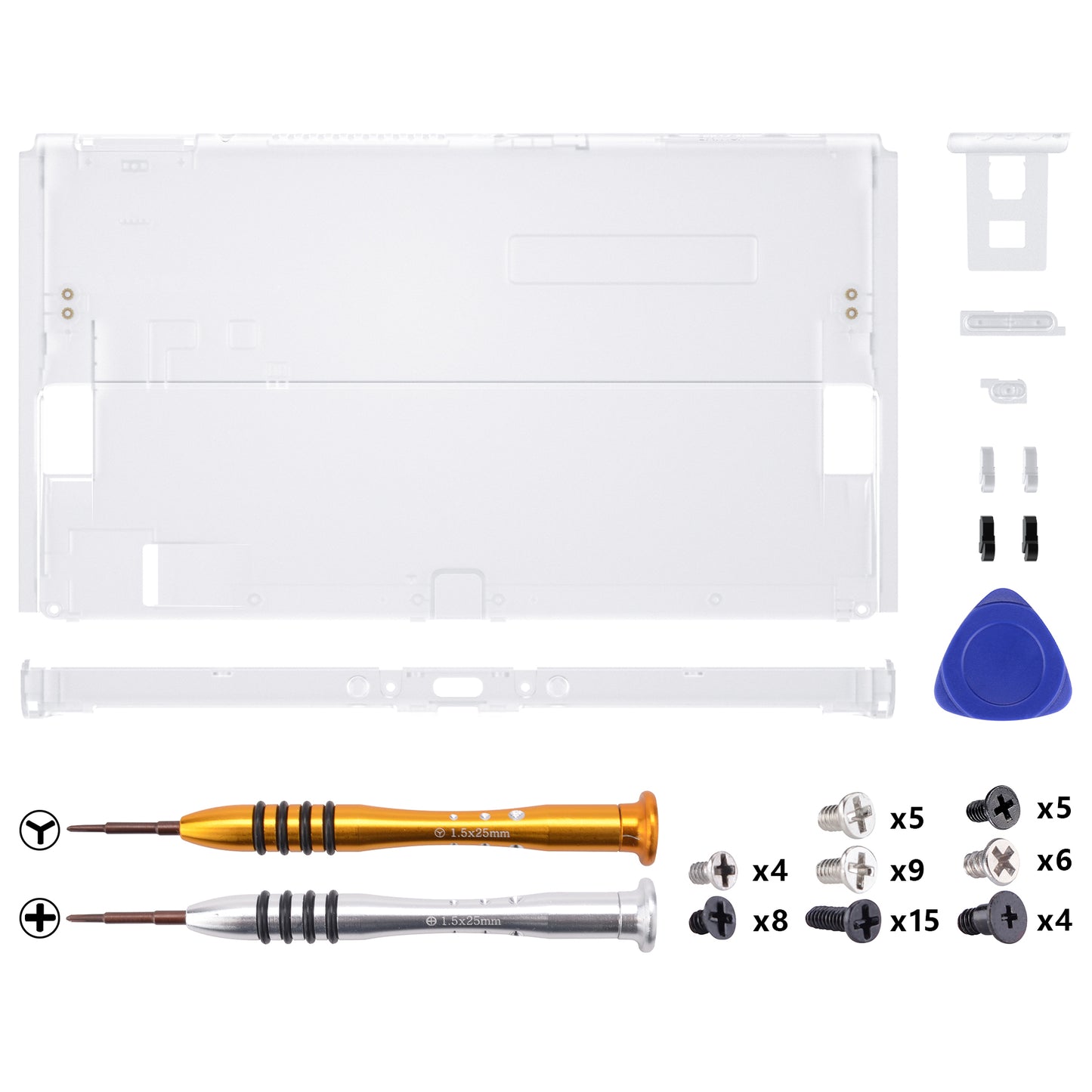eXtremeRate Retail Clear Console Back Plate DIY Replacement Housing Shell Case for Nintendo Switch OLED Console – JoyCon Shell & Kickstand NOT Included - BNSOM5001