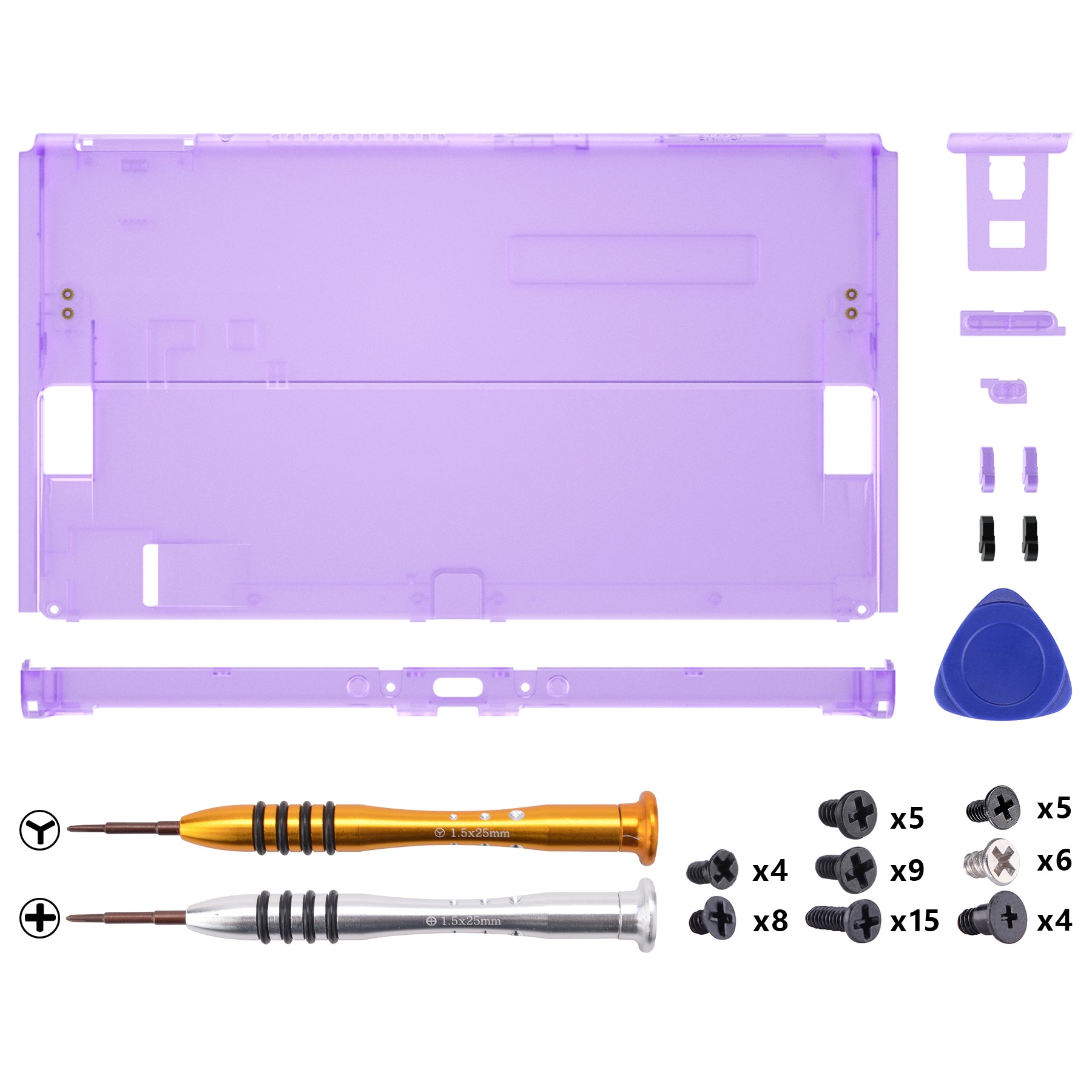 eXtremeRate Retail Clear Atomic Purple Console Back Plate DIY Replacement Housing Shell Case for Nintendo Switch OLED Console – JoyCon Shell & Kickstand NOT Included - BNSOM5002