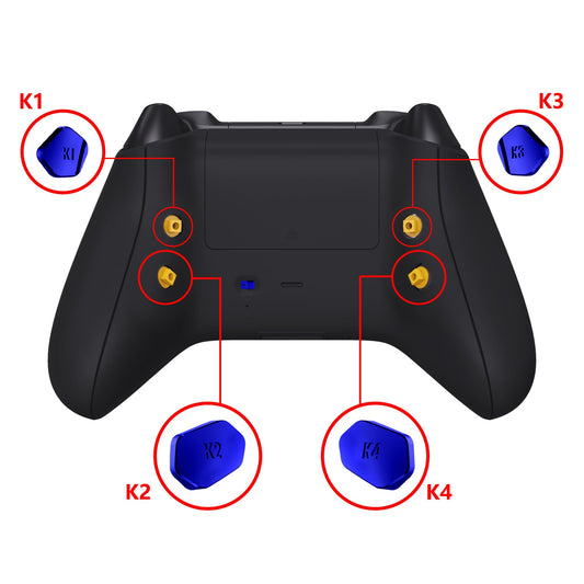 eXtremeRate Retail Chrome Blue Replacement Redesigned K1 K2 K3 K4 Back Buttons Paddles & Toggle Switch for Xbox Series X/S Controller eXtremerate Hope Remap Kit - Controller & Hope Remap Board NOT Included - DX3D4004