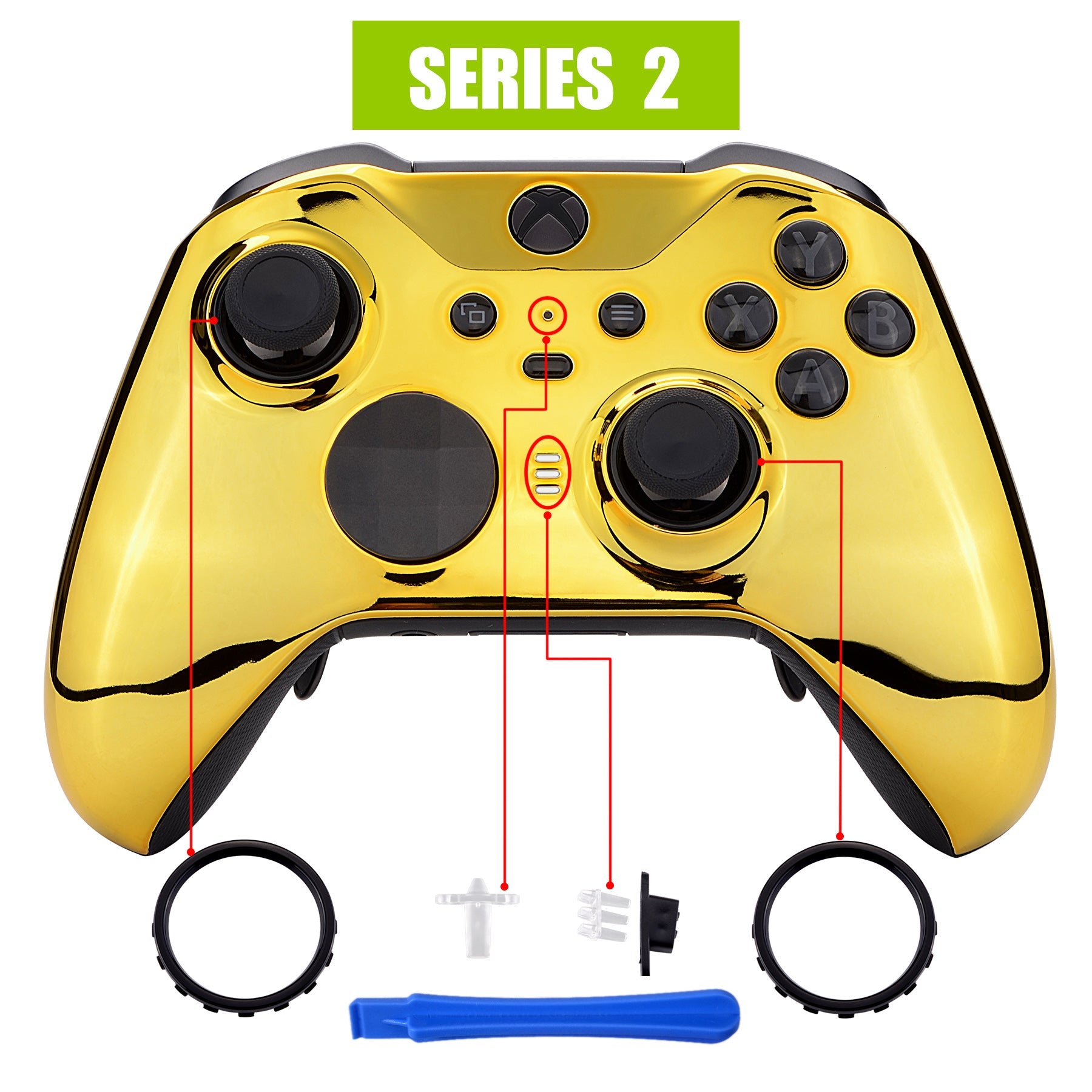 eXtremeRate Chrome Gold Edition Glossy Faceplate Cover, Front