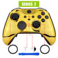 eXtremeRate Retail Chrome Gold Edition Glossy Faceplate Cover, Front Housing Shell Case Replacement Kit for Xbox One Elite Series 2 Controller (Model 1797 and Core Model 1797) - Thumbstick Accent Rings Included - ELD401