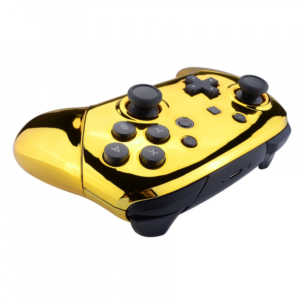 eXtremeRate Chrome Gold Faceplate Backplate Handles for Nintendo
