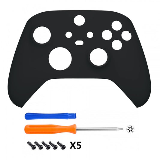 eXtremeRate Retail Black Replacement Part Faceplate, Soft Touch Grip Housing Shell Case for Xbox Series S & Xbox Series X Controller Accessories - Controller NOT Included - FX3P309