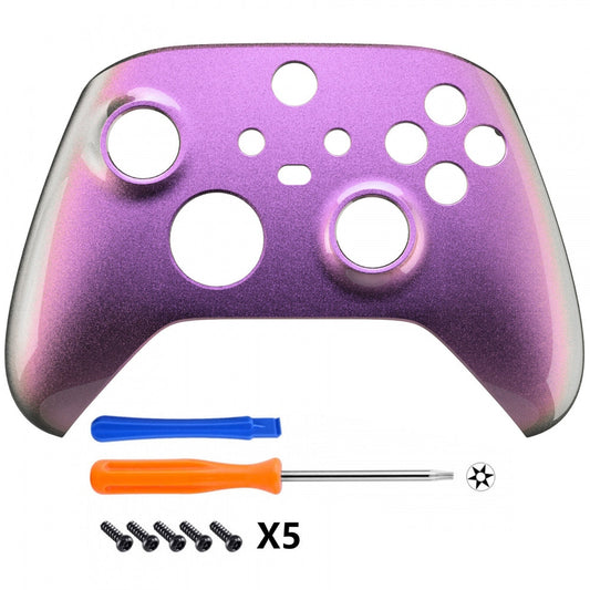 eXtremeRate Retail Chameleon Red Gold Glossy Replacement Front Housing Shell for Xbox Series X Controller, Custom Cover Faceplate for Xbox Series S Controller - Controller NOT Included - FX3P340