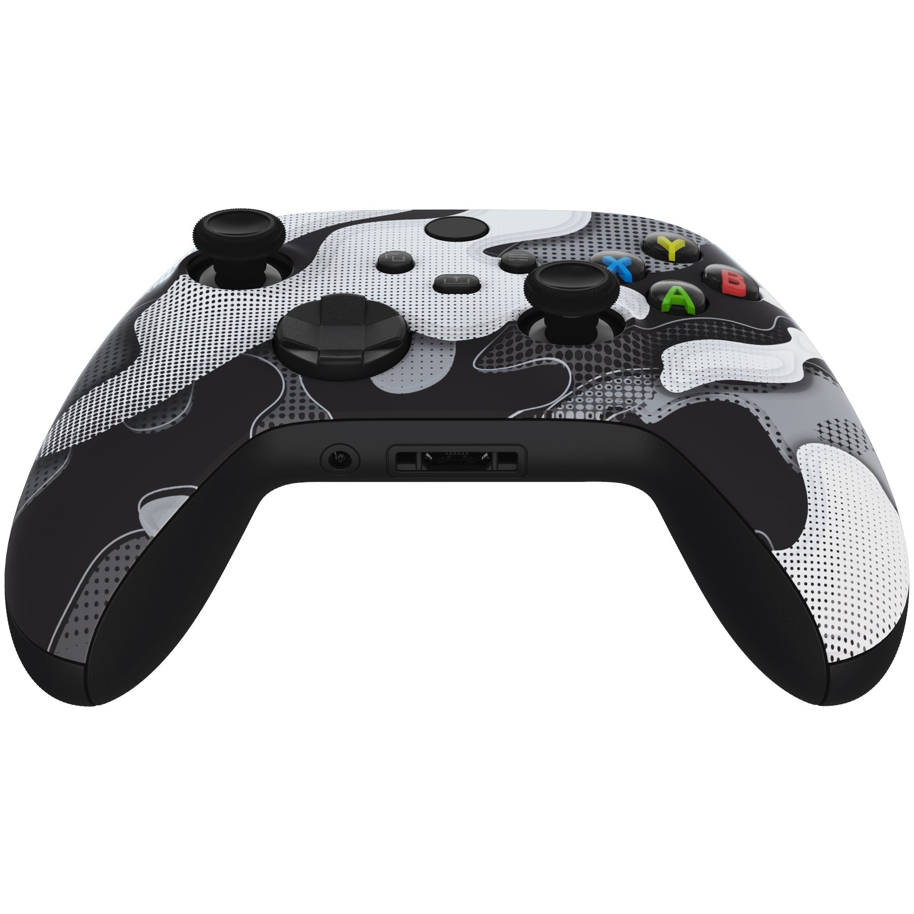 eXtremeRate Black White Camouflage Soft Touch Front Housing Shell