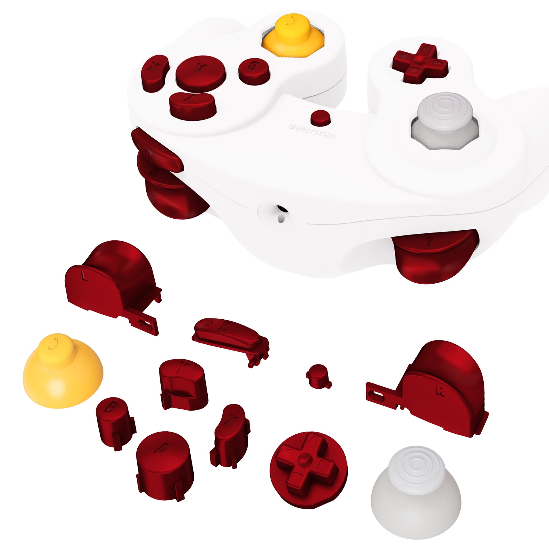 eXtremeRate Scarlet Red Repair ABXY D-pad Z L R Keys for Nintendo