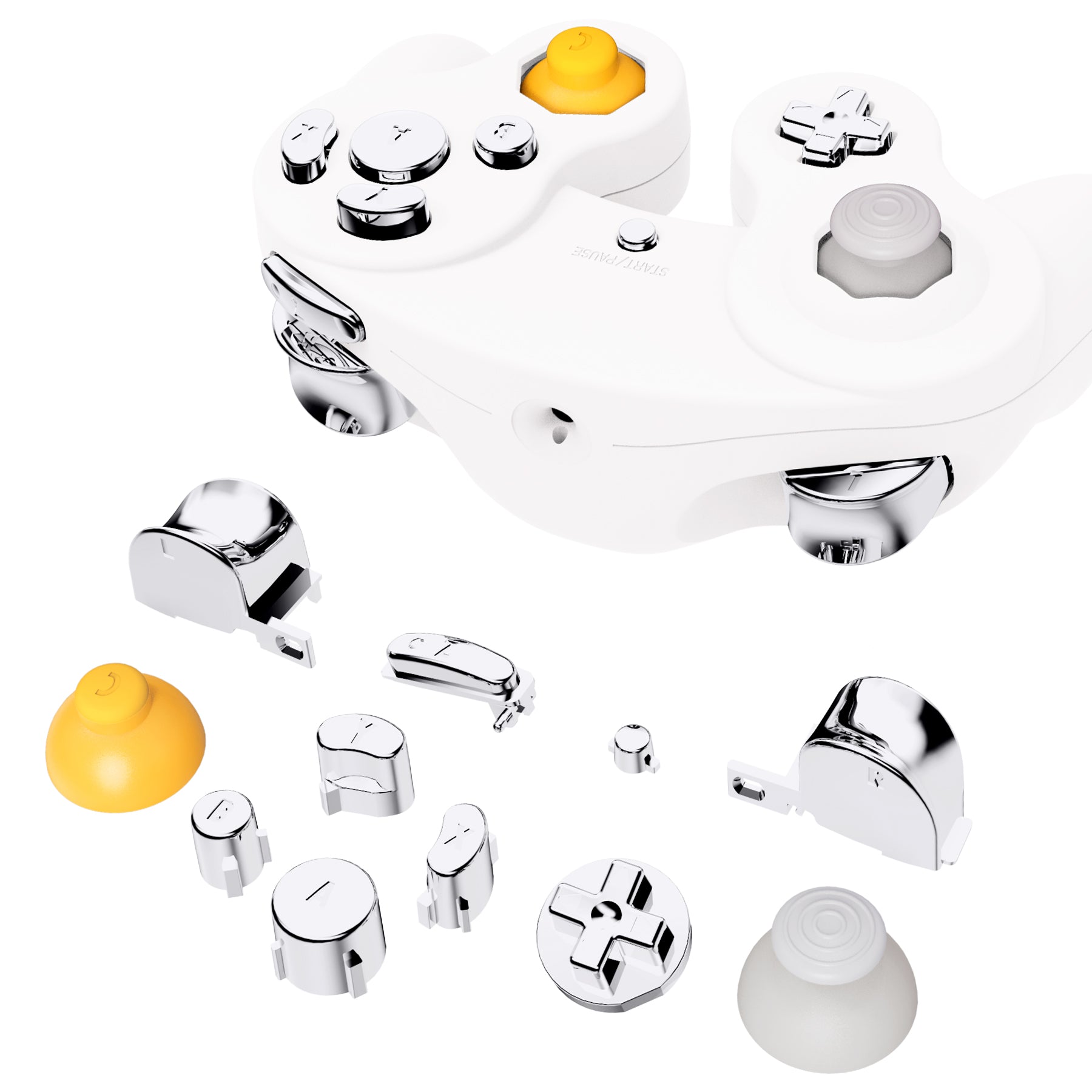 eXtremeRate Chrome Silver Repair ABXY D-pad Z L R Keys for