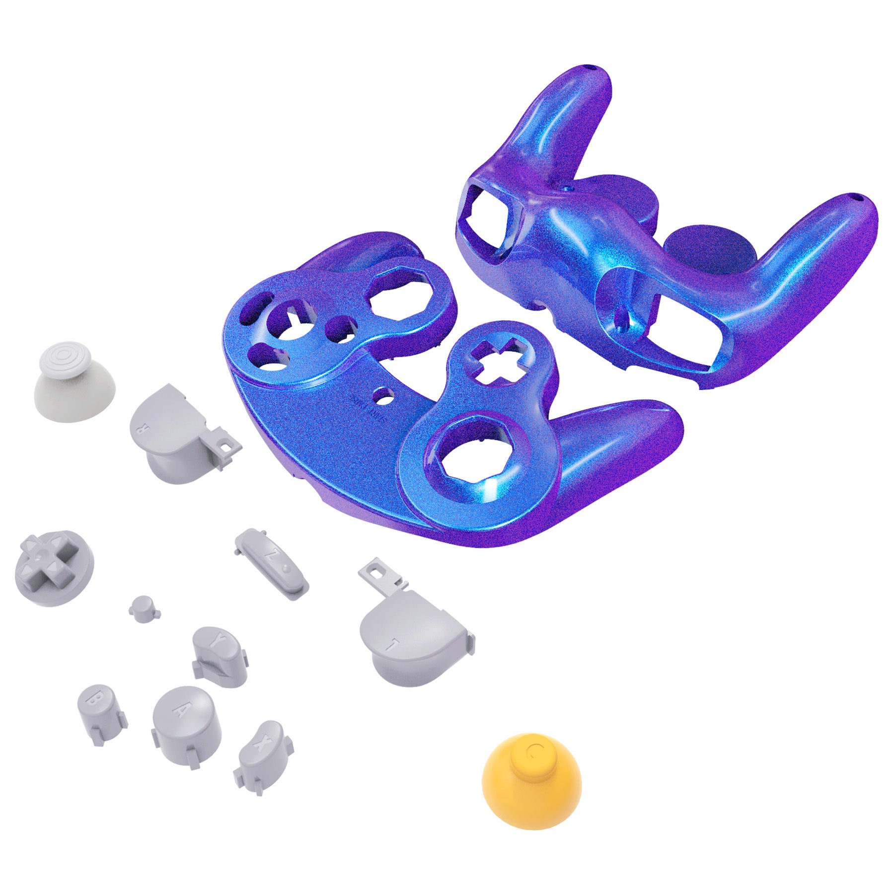 eXtremeRate Chameleon Purple Blue Glossy Faceplate Backplate for