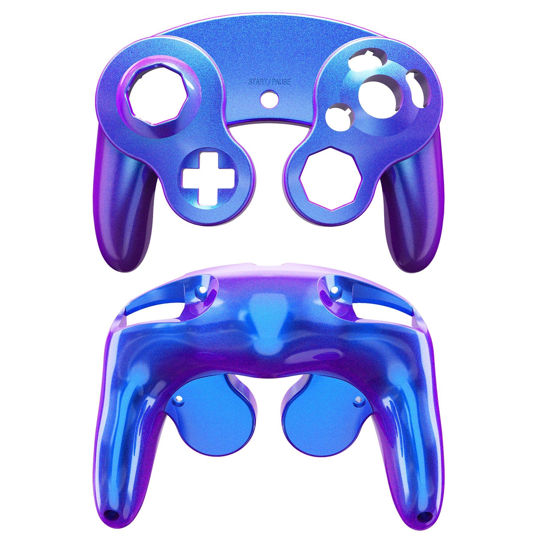 eXtremeRate Chameleon Purple Blue Glossy Faceplate Backplate for