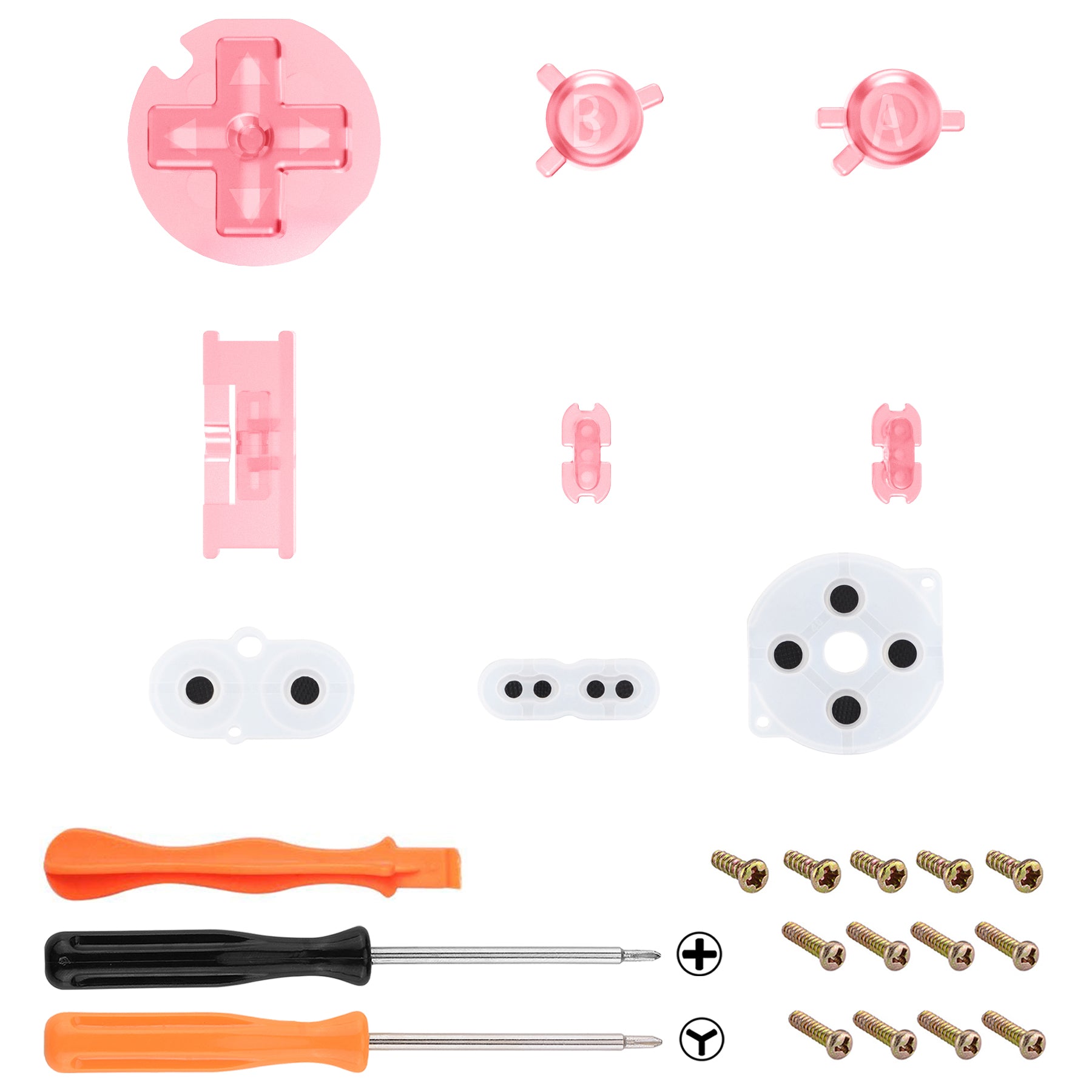 eXtremeRate Retail eXtremeRate Cherry Pink Replacement Full Set Buttons for Gameboy Color GBC - Handheld Game Console NOT Included - JCB4007