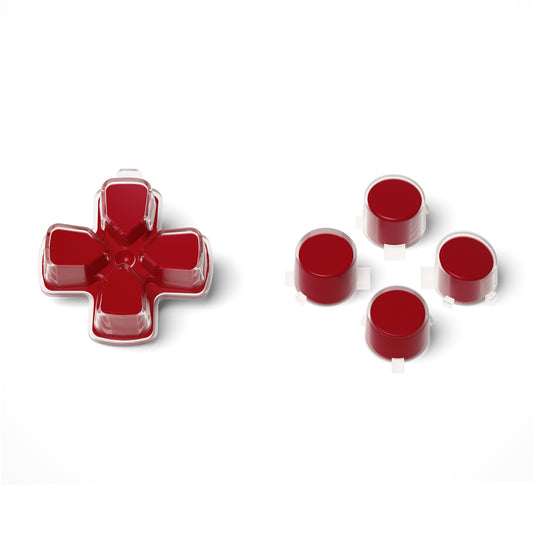 eXtremeRate Retail Two-Tone Carmine Red & Clear Custom Dpad Action Buttons Replacement No Letter Imprint D-pad Face Buttons Compatible with ps5 Controller - JPFG004