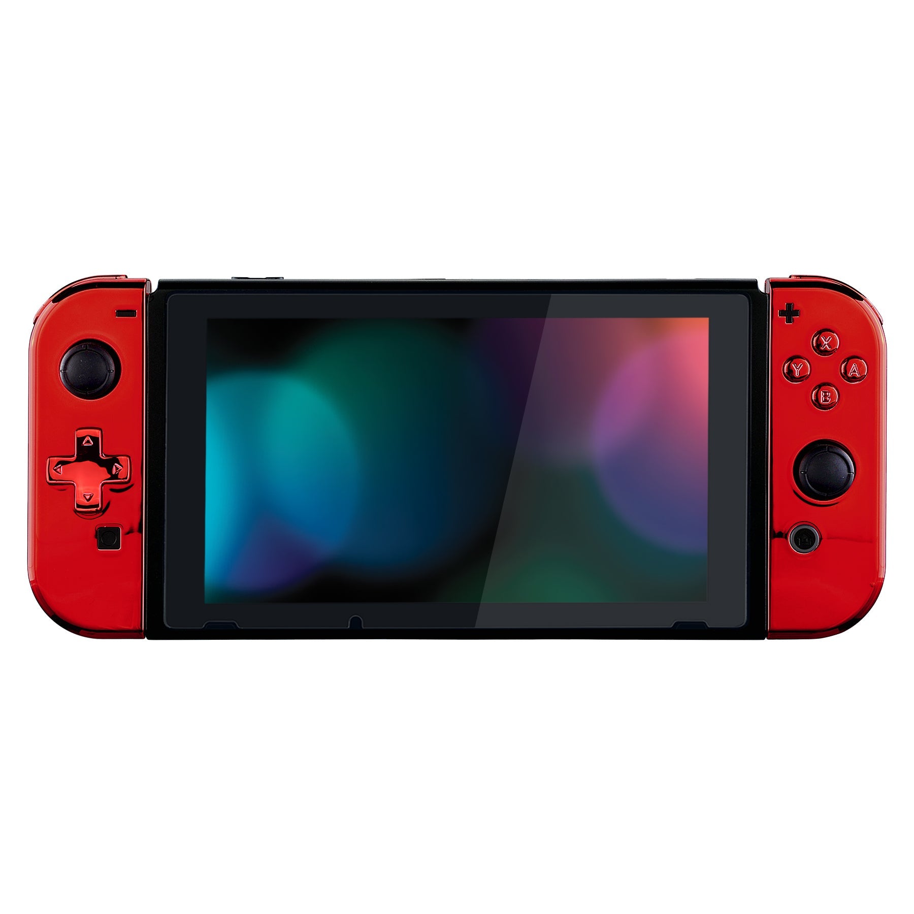 eXtremeRate Retail Chrome Red Joycon Handheld Controller Housing (D-Pad Version) with Full Set Buttons, DIY Replacement Shell Case for NS Switch JoyCon & OLED JoyCon - Console Shell NOT Included- JZD403
