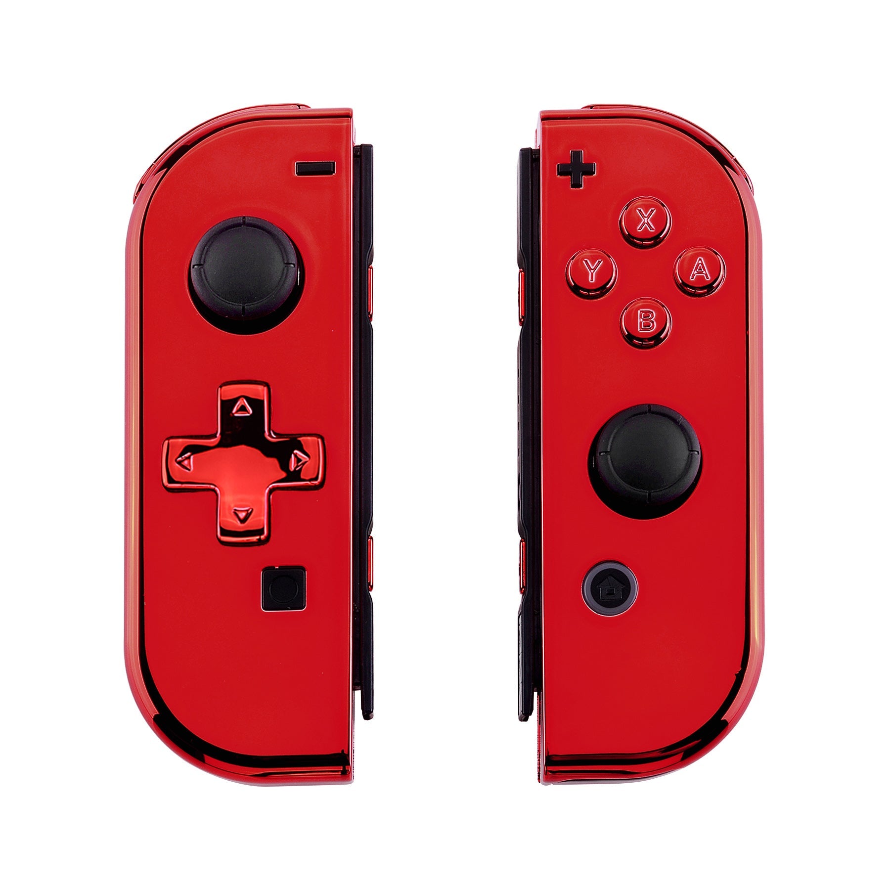 eXtremeRate Retail Chrome Red Joycon Handheld Controller Housing (D-Pad Version) with Full Set Buttons, DIY Replacement Shell Case for NS Switch JoyCon & OLED JoyCon - Console Shell NOT Included- JZD403