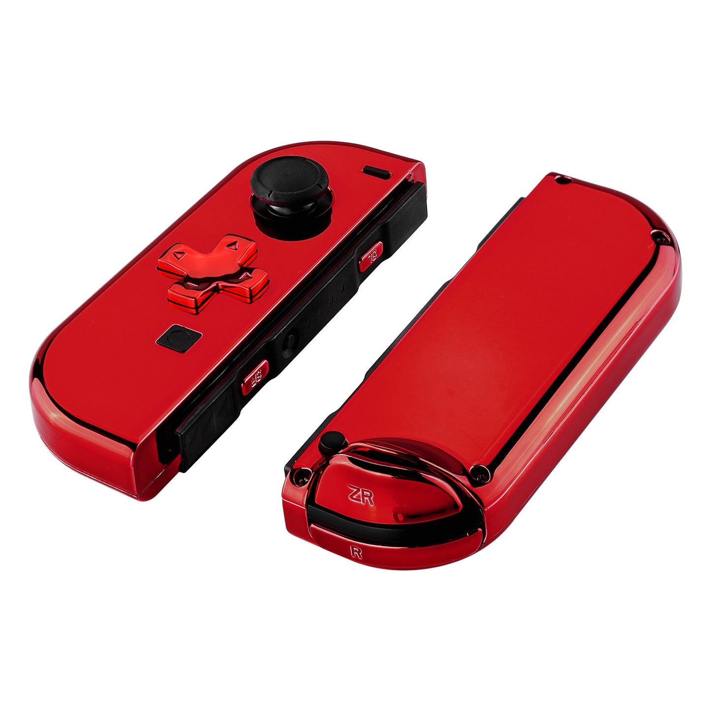 eXtremeRate Retail Chrome Red Joycon Handheld Controller Housing (D-Pad Version) with Full Set Buttons, DIY Replacement Shell Case for NS Switch JoyCon & OLED JoyCon - Console Shell NOT Included- JZD403