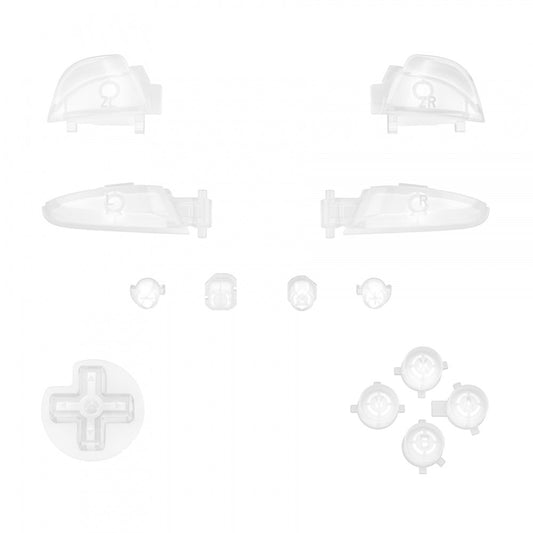 eXtremeRate Retail Transparent Clear Repair ABXY D-pad ZR ZL L R Keys for Nintendo Switch Pro Controller, DIY Replacement Full Set Buttons with Tools for Nintendo Switch Pro - Controller NOT Included - KRM511