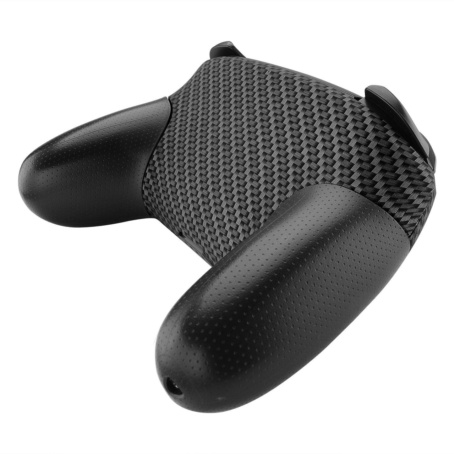 eXtremeRate Retail Black Silver Carbon Fiber Patterned Soft Touch Faceplate and Backplate Replacement Shell Housing Case for NS Switch Pro Controller - MRS202