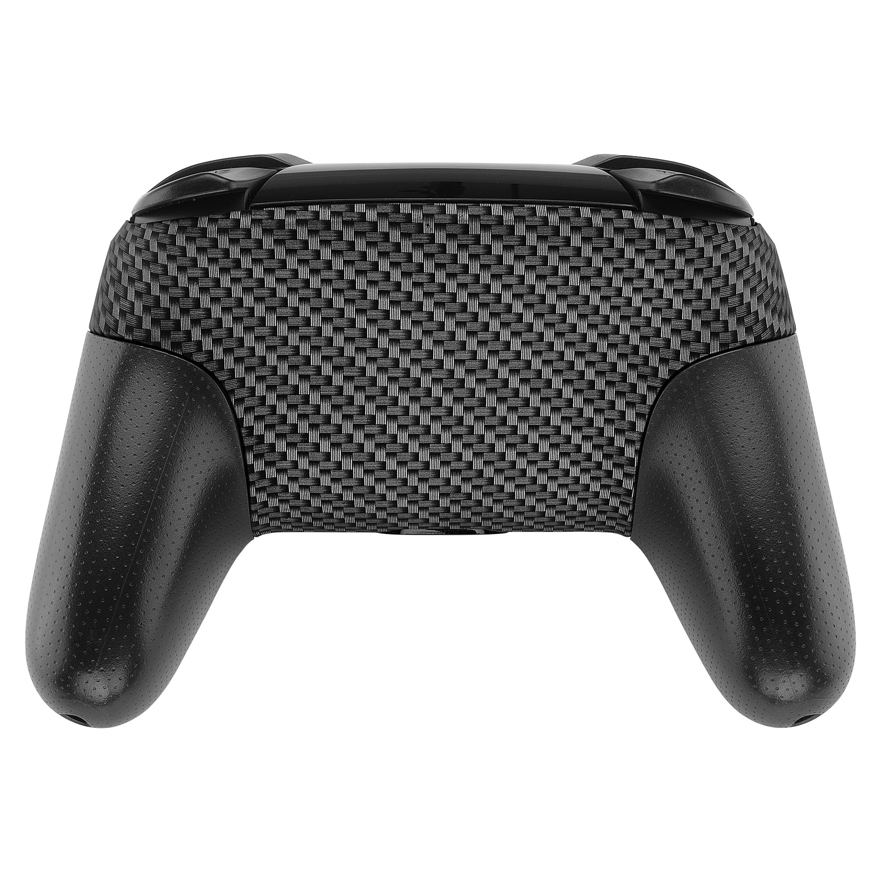 eXtremeRate Retail Black Silver Carbon Fiber Patterned Soft Touch Faceplate and Backplate Replacement Shell Housing Case for NS Switch Pro Controller - MRS202