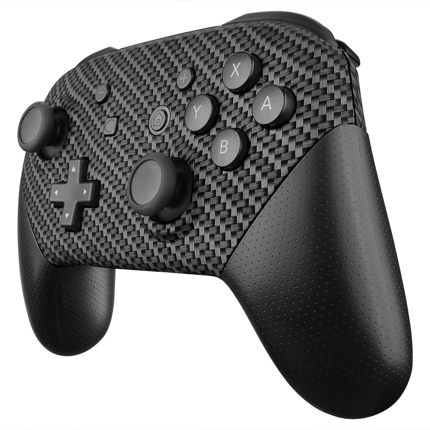 eXtremeRate Retail Black Silver Carbon Fiber Patterned Soft Touch Faceplate and Backplate Replacement Shell Housing Case for NS Switch Pro Controller - MRS202