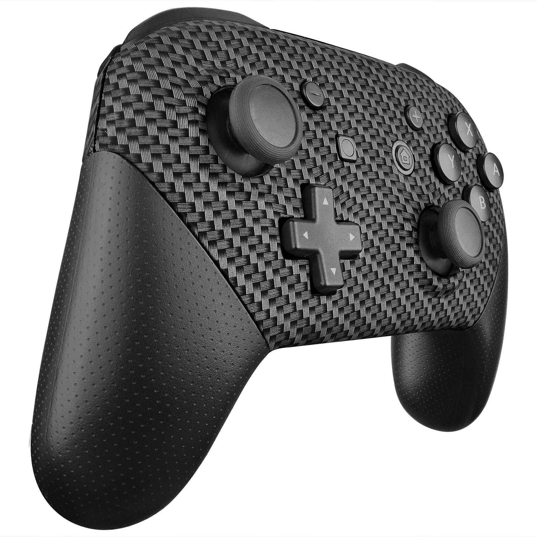 eXtremeRate Retail Black Silver Carbon Fiber Patterned Soft Touch Faceplate and Backplate Replacement Shell Housing Case for NS Switch Pro Controller - MRS202