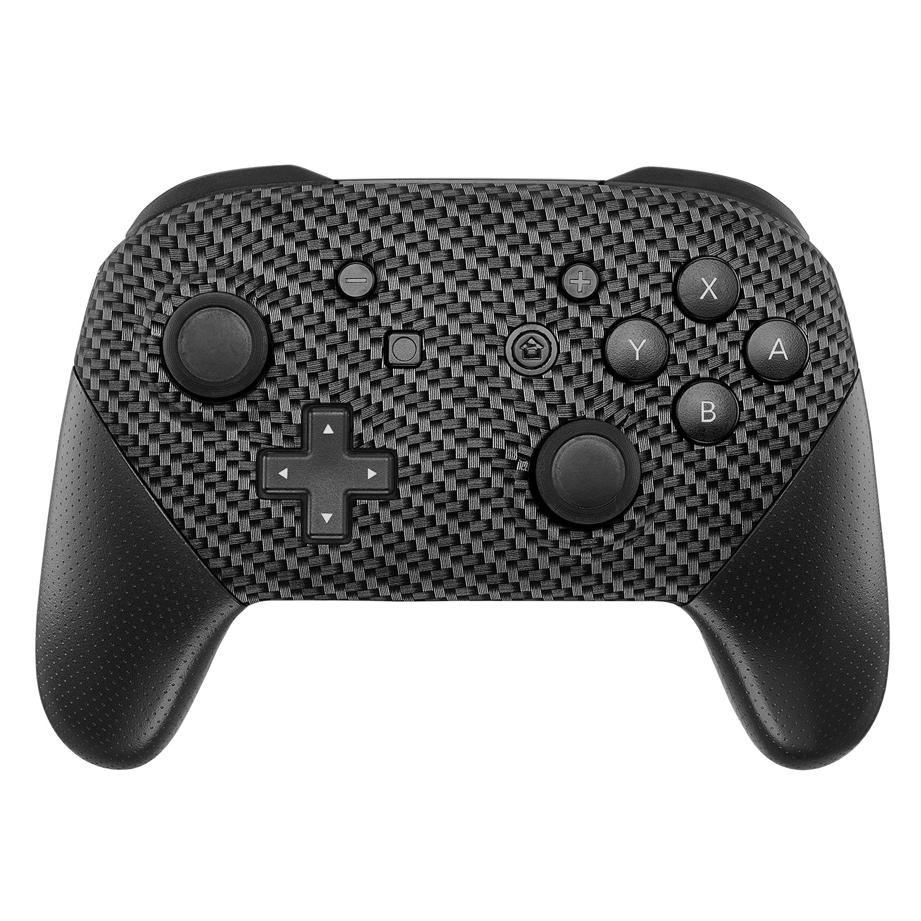 eXtremeRate Retail Black Silver Carbon Fiber Patterned Soft Touch Faceplate and Backplate Replacement Shell Housing Case for NS Switch Pro Controller - MRS202