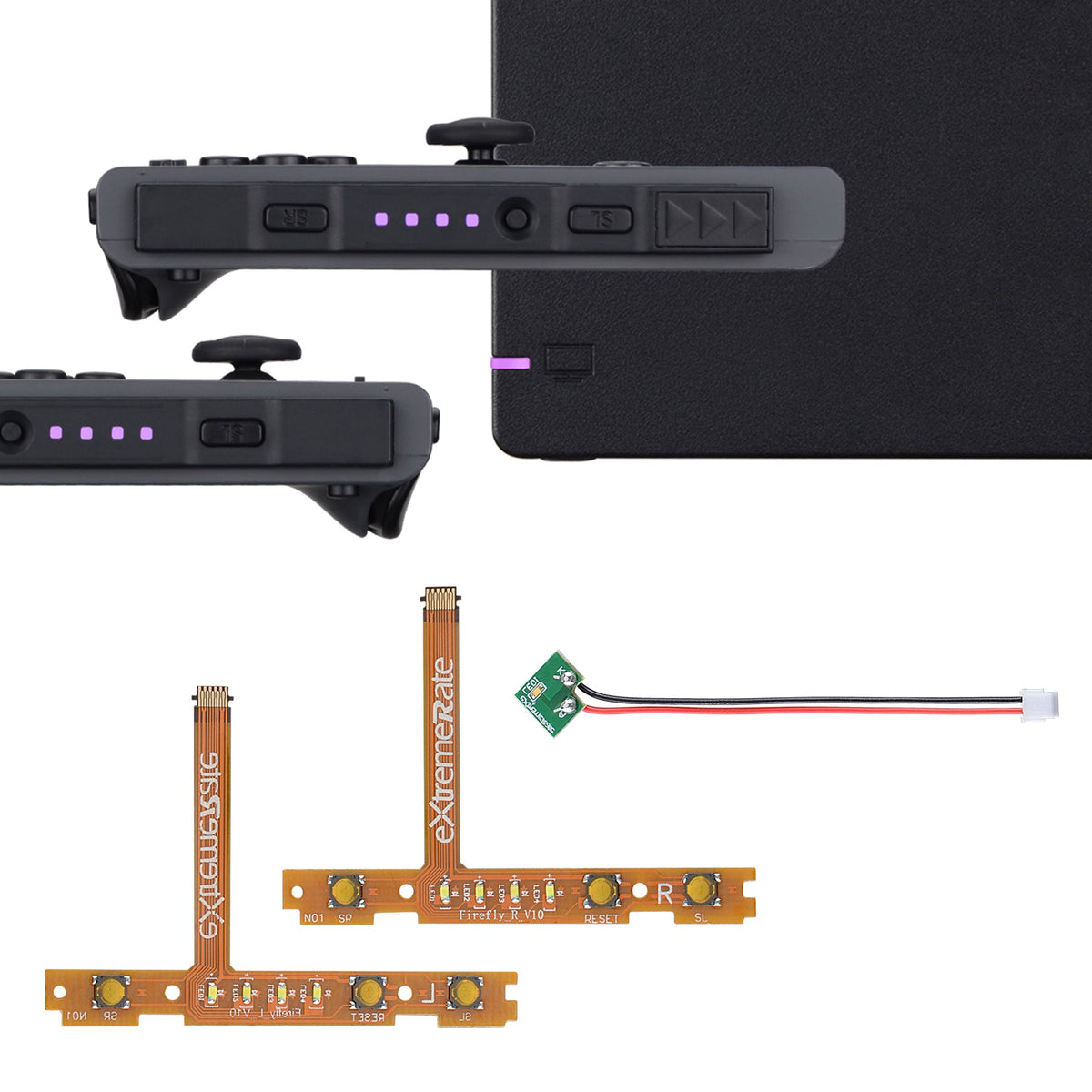 Firefly Buttons eXtremeRate Firefly LED Tuning Kit for Nintendo Switch Joycons Dock NS ...