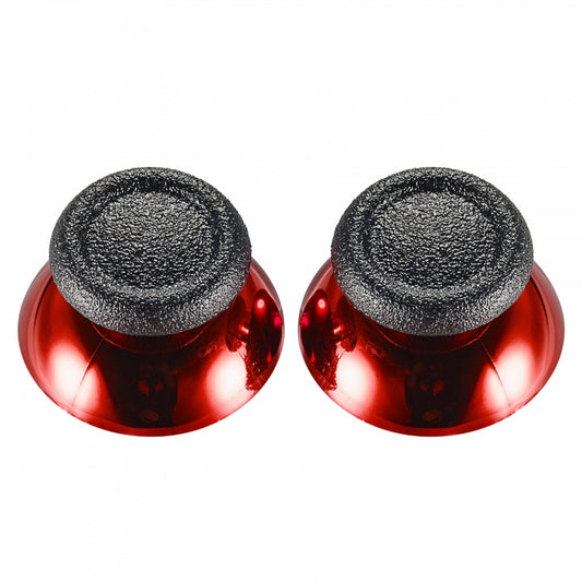 eXtremeRate Retail Replacement Chrome Red Buttom Black Rubber Thumbsticks For ps4 Controller - P4J0121