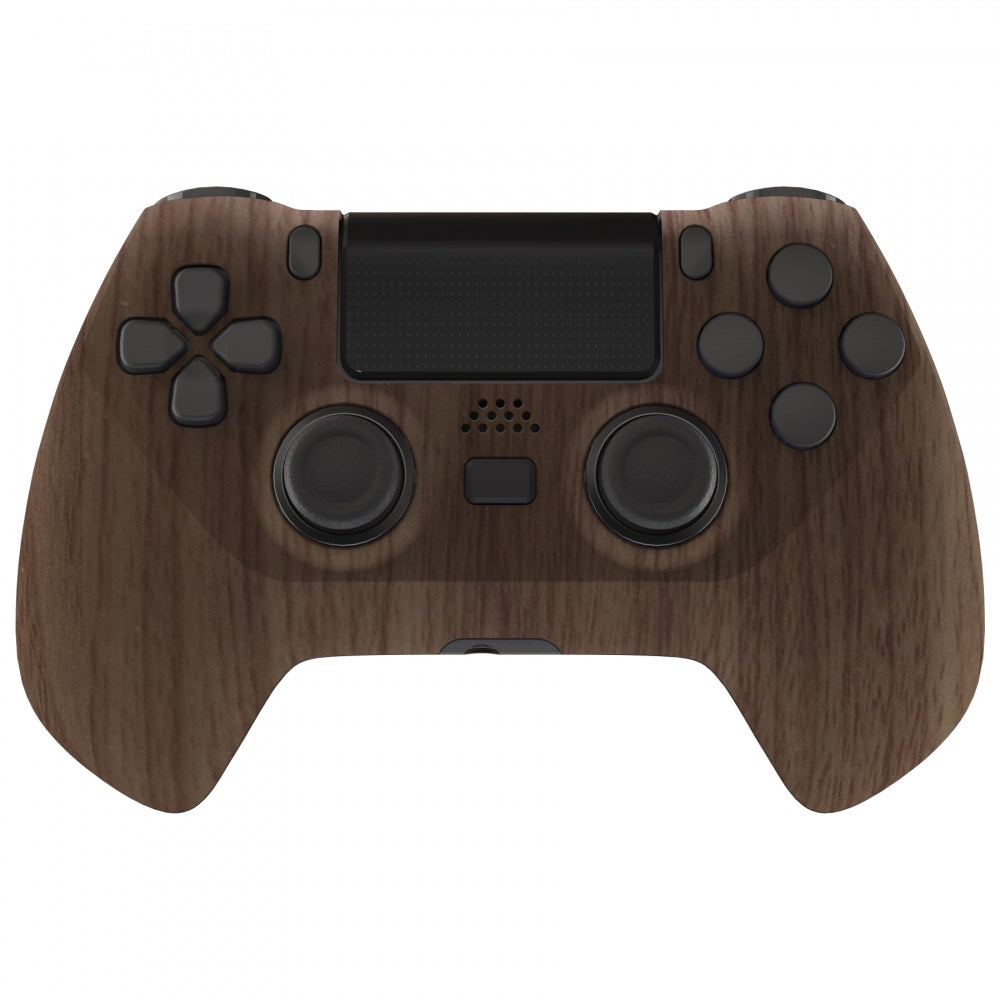 eXtremeRate Retail Wood Grain DECADE Tournament Controller (DTC) Upgrade Kit for ps4 Controller JDM-040/050/055, Upgrade Board & Ergonomic Shell & Back Buttons & Trigger Stops - Controller NOT Included - P4MG006