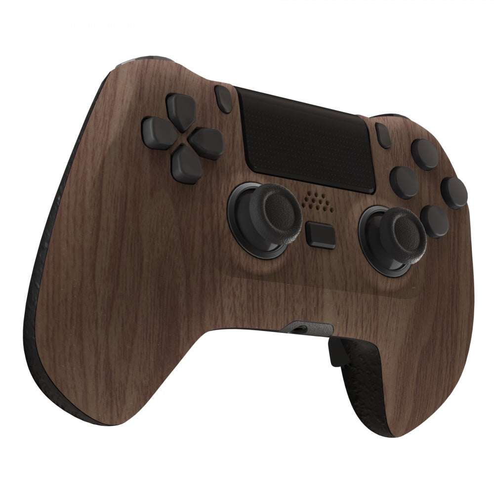 eXtremeRate Retail Wood Grain DECADE Tournament Controller (DTC) Upgrade Kit for ps4 Controller JDM-040/050/055, Upgrade Board & Ergonomic Shell & Back Buttons & Trigger Stops - Controller NOT Included - P4MG006
