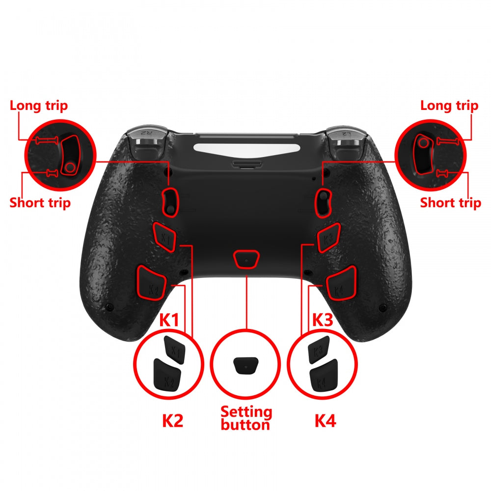 eXtremeRate Retail Wood Grain DECADE Tournament Controller (DTC) Upgrade Kit for ps4 Controller JDM-040/050/055, Upgrade Board & Ergonomic Shell & Back Buttons & Trigger Stops - Controller NOT Included - P4MG006