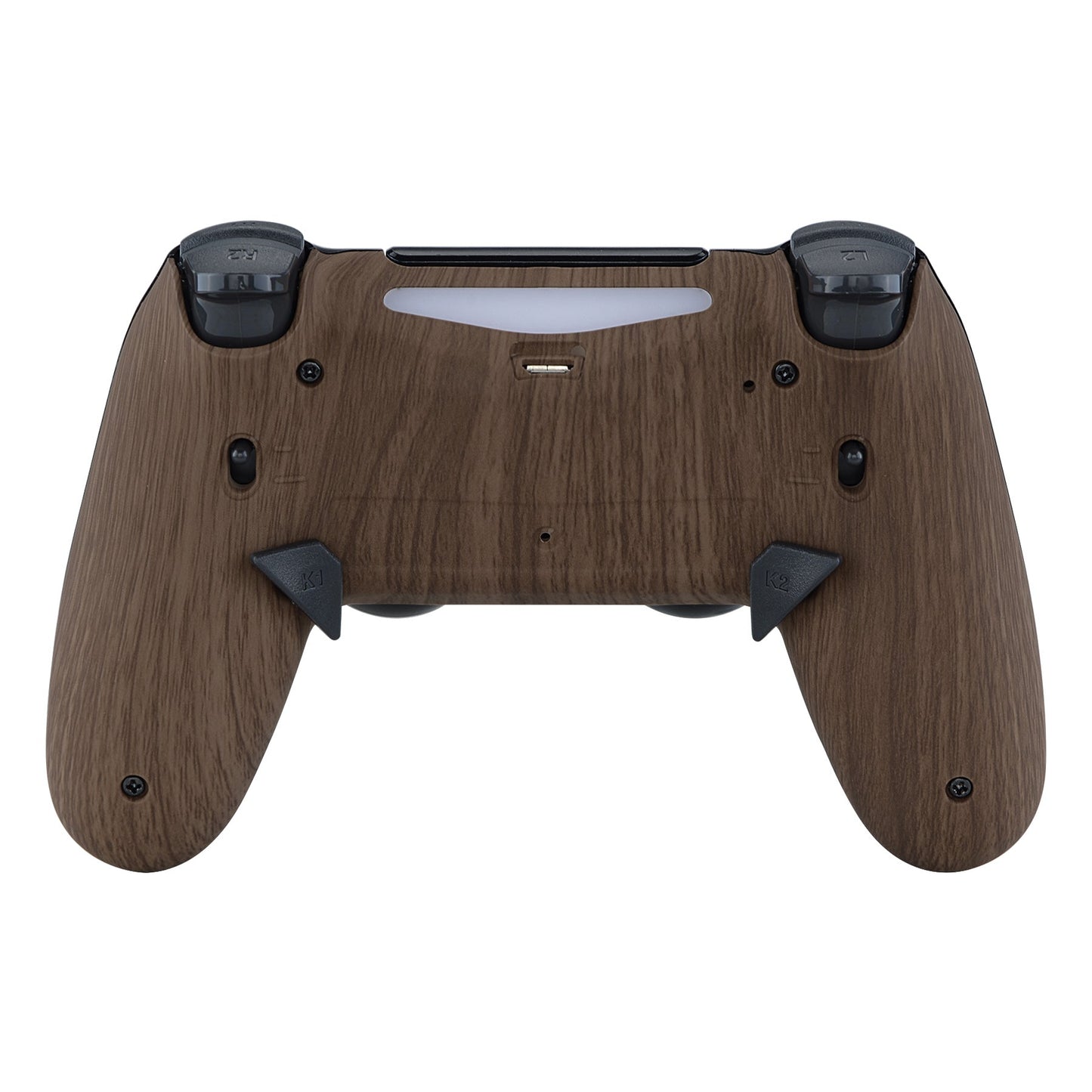 eXtremeRate Retail Wood Grain Dawn 2.0 FlashShot Trigger Stop Remap Kit for ps4 CUH-ZCT2 Controller, Part & Back Shell & 2 Back Buttons & 2 Trigger Lock for ps4 Controller JDM 040/050/055 - P4QS011
