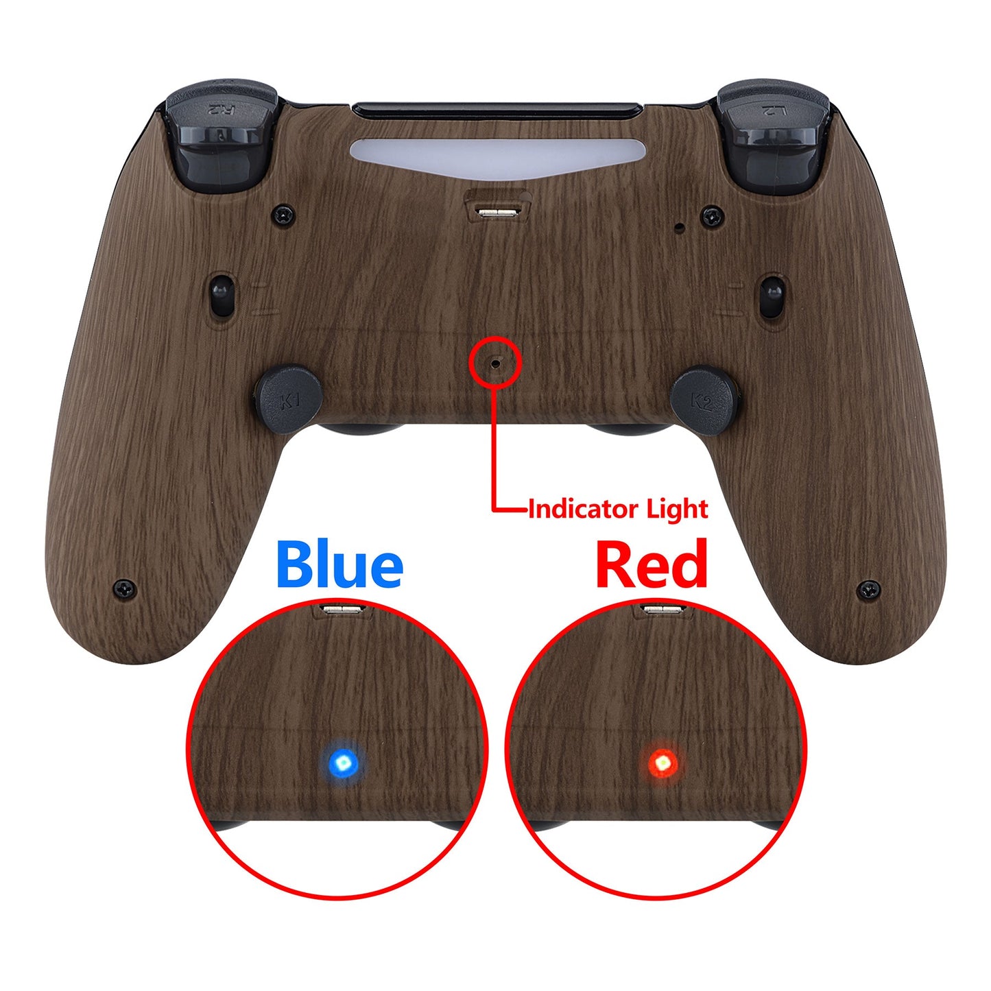 eXtremeRate Retail Wood Grain Dawn 2.0 FlashShot Trigger Stop Remap Kit for ps4 CUH-ZCT2 Controller, Part & Back Shell & 2 Back Buttons & 2 Trigger Lock for ps4 Controller JDM 040/050/055 - P4QS011