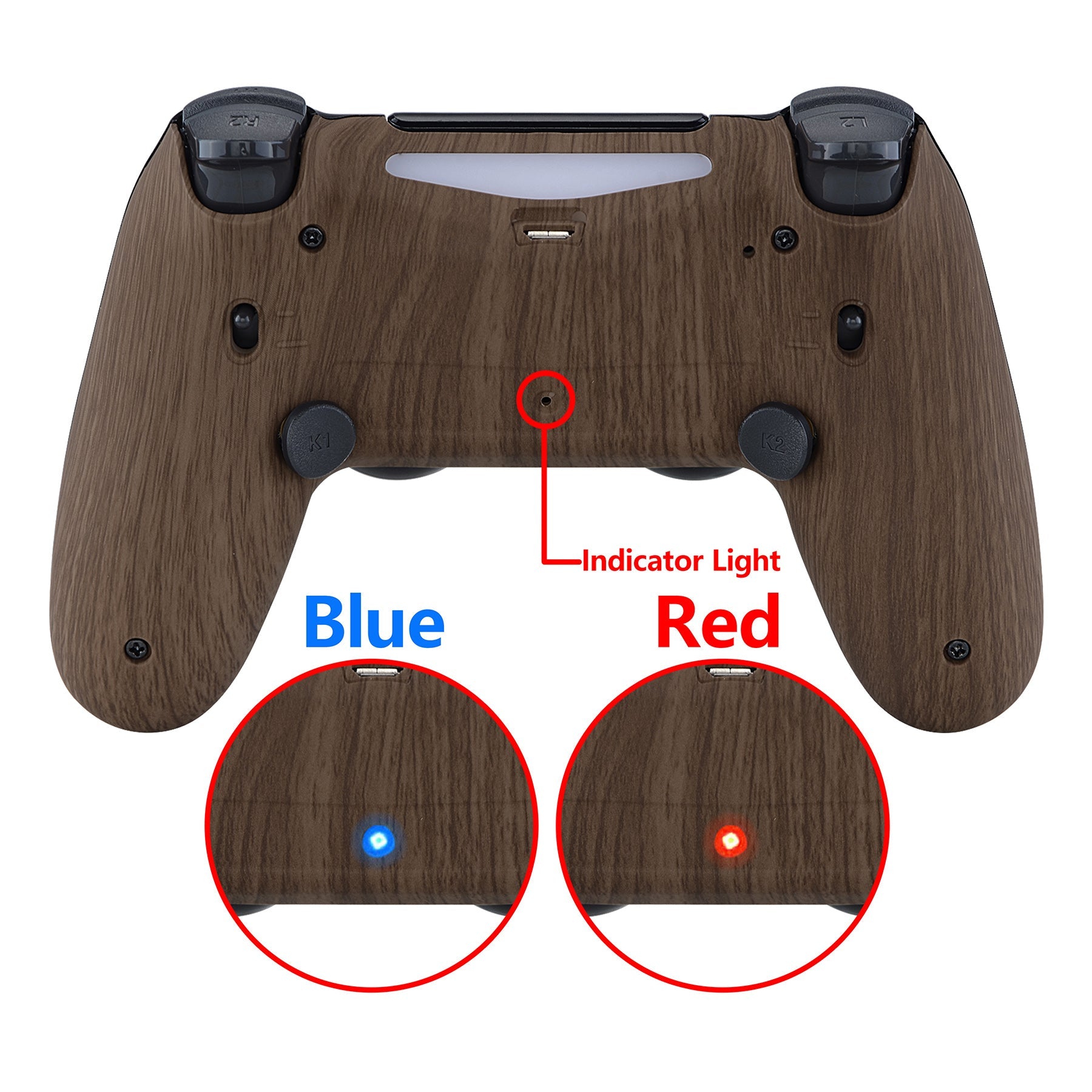eXtremeRate Retail Wood Grain Dawn 2.0 FlashShot Trigger Stop Remap Kit for ps4 CUH-ZCT2 Controller, Part & Back Shell & 2 Back Buttons & 2 Trigger Lock for ps4 Controller JDM 040/050/055 - P4QS011