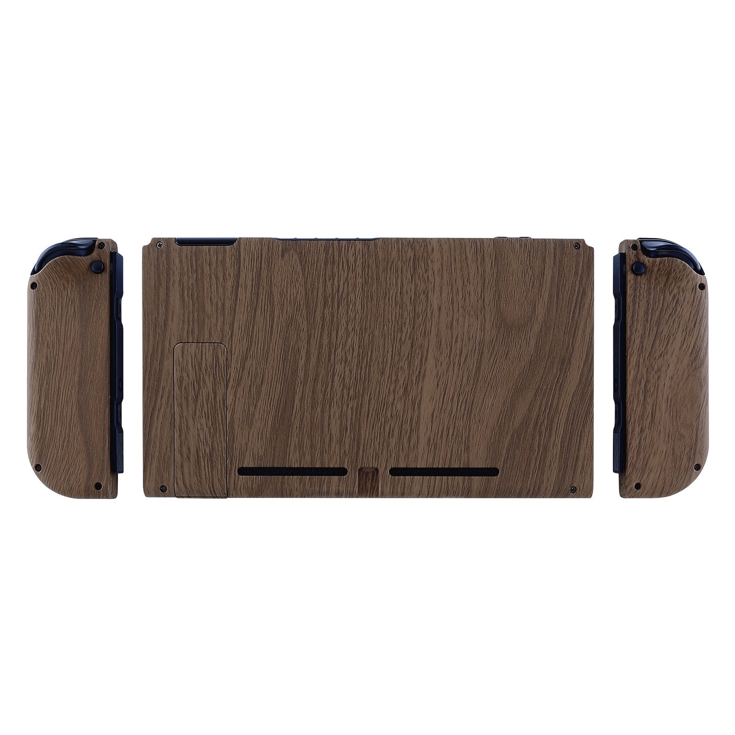 eXtremeRate Retail Soft Touch Grip Back Plate for Nintendo Switch Console, NS Joycon Handheld Controller Housing with Full Set Buttons, DIY Replacement Shell for Nintendo Switch - Wood Grain - QS201