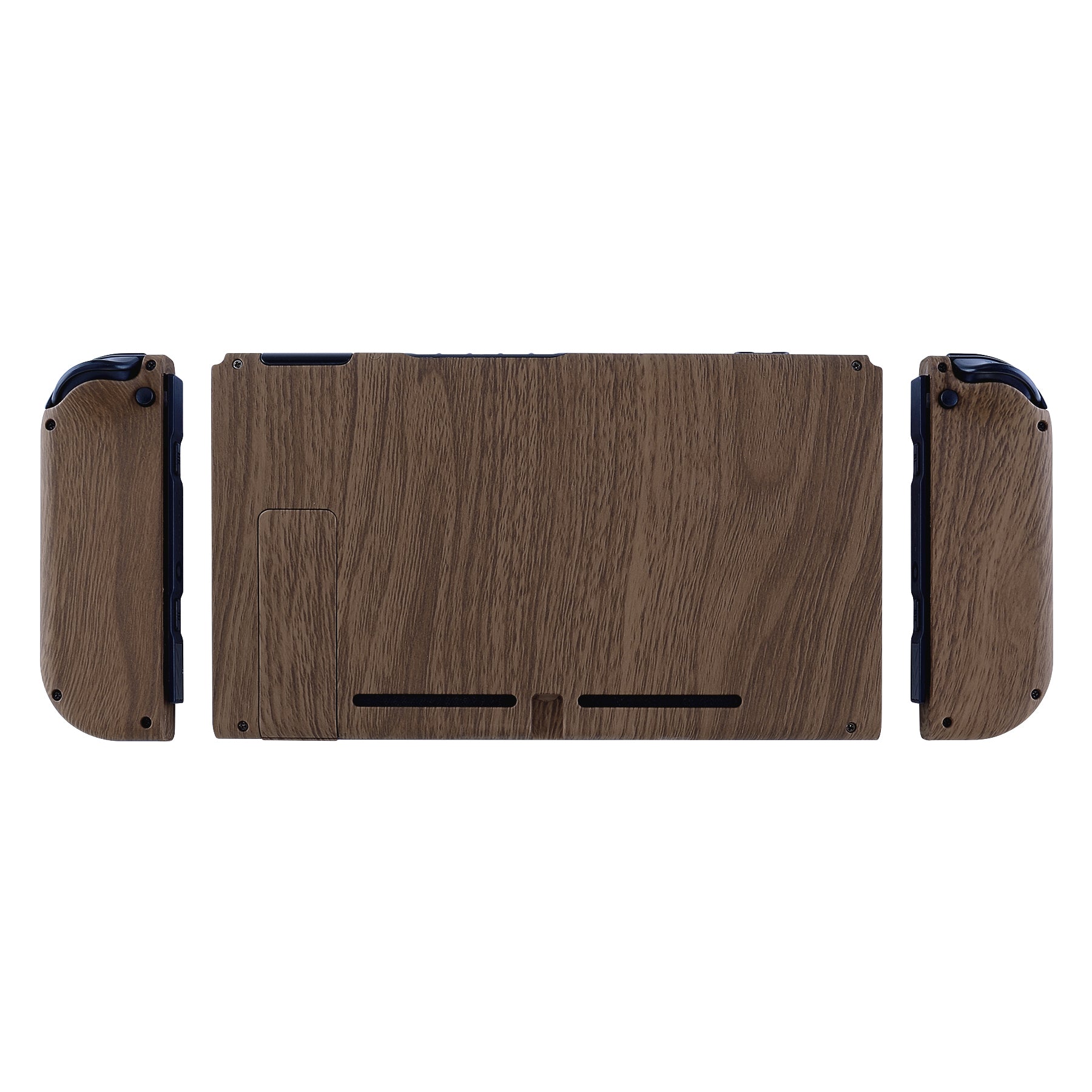 eXtremeRate Retail Soft Touch Grip Back Plate for Nintendo Switch Console, NS Joycon Handheld Controller Housing with Full Set Buttons, DIY Replacement Shell for Nintendo Switch - Wood Grain - QS201