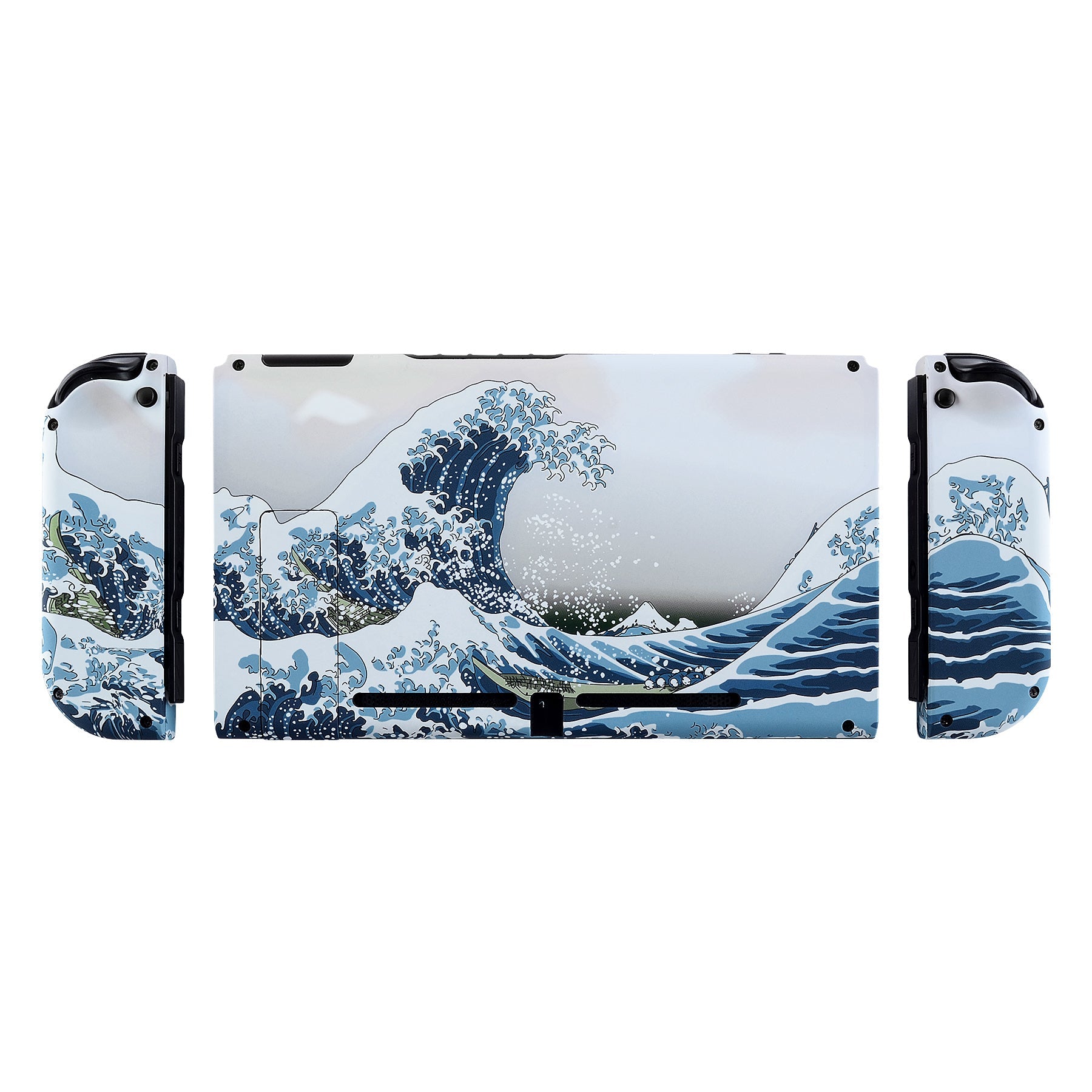 Nintendo Switch 本体 神奈川沖浪裏カスタム eXtremeRate Soft Touch Grip Back Plate for Nintendo Switch Console