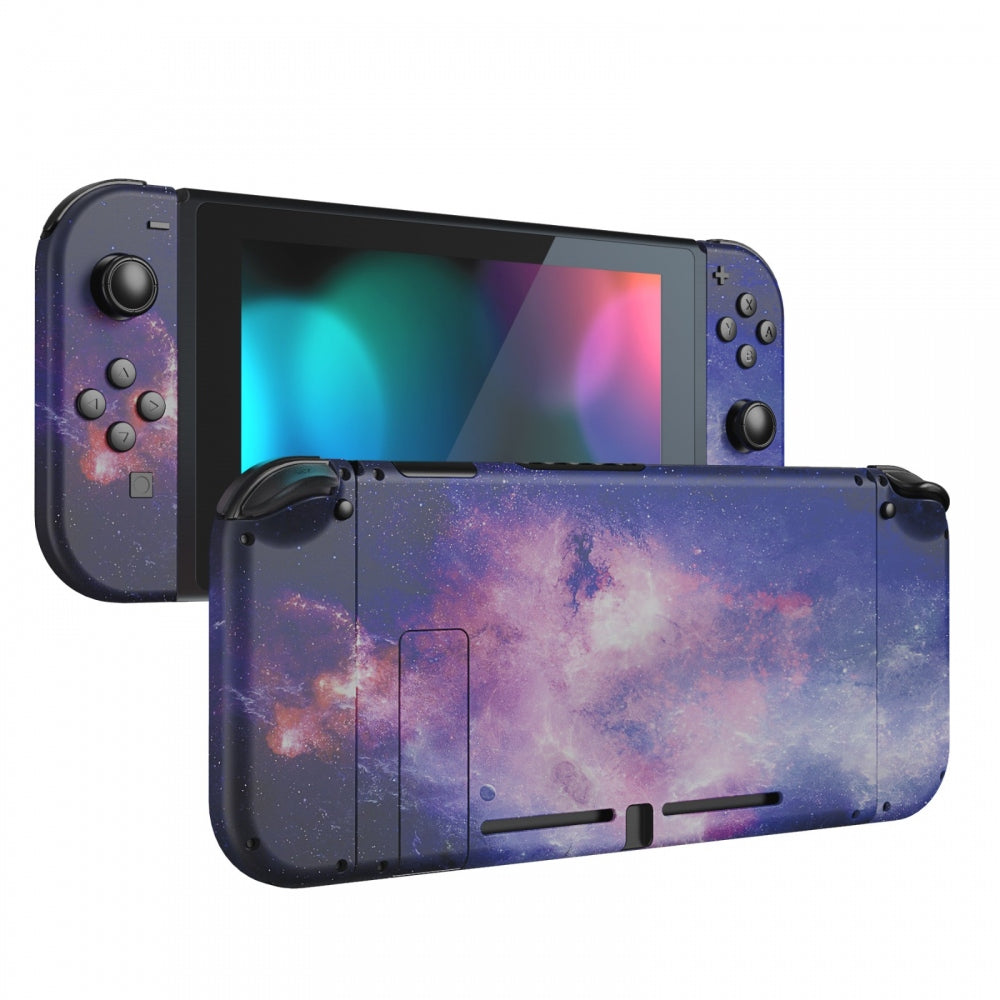 eXtremeRate Retail Nubula Galaxy Back Plate for Nintendo Switch Console, NS Joycon Handheld Controller Housing with Colorful Buttons, DIY Replacement Shell for Nintendo Switch - QT113
