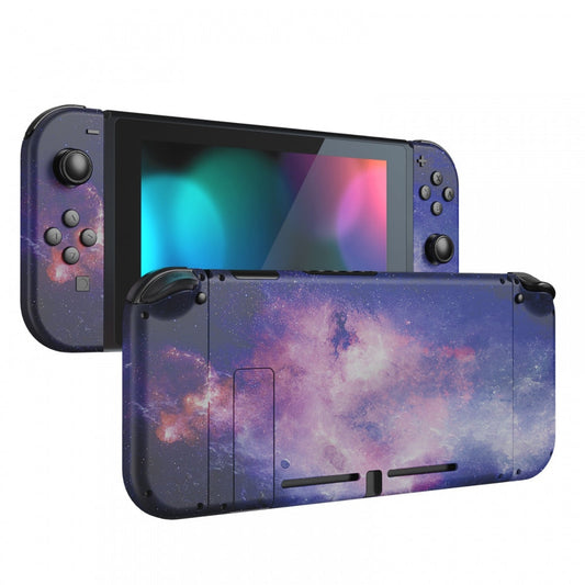 eXtremeRate Retail Nubula Galaxy Back Plate for Nintendo Switch Console, NS Joycon Handheld Controller Housing with Colorful Buttons, DIY Replacement Shell for Nintendo Switch - QT113
